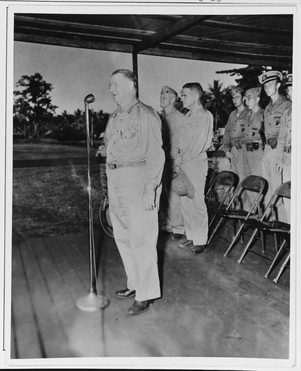 Secretary of the Navy Frank Knox Visits Guadalcanal