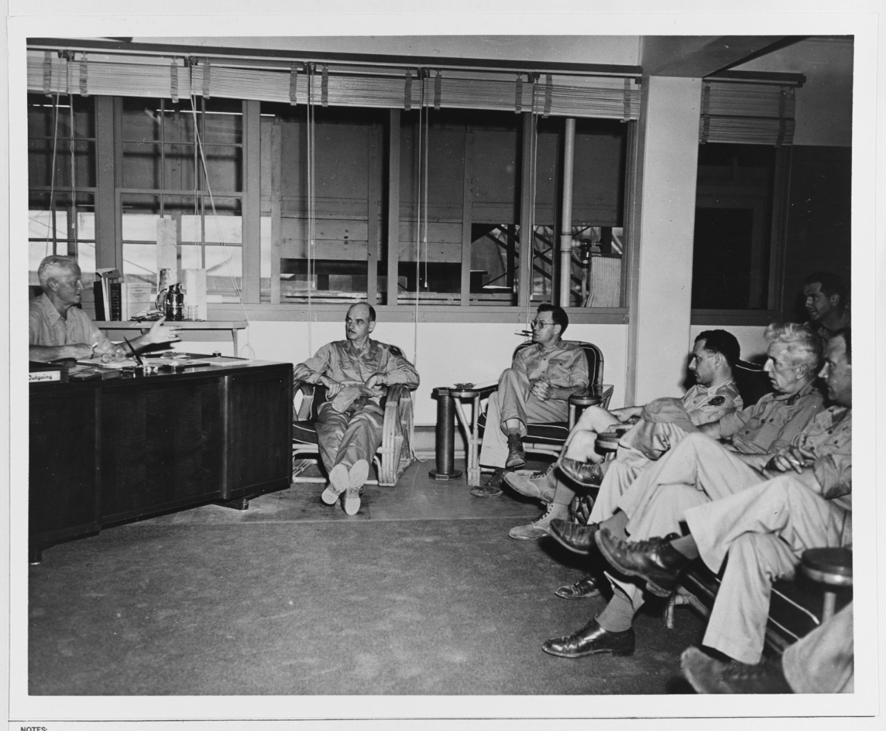 Fleet Admiral Nimitz Meets with Members of an AAF Correspondents' Tour