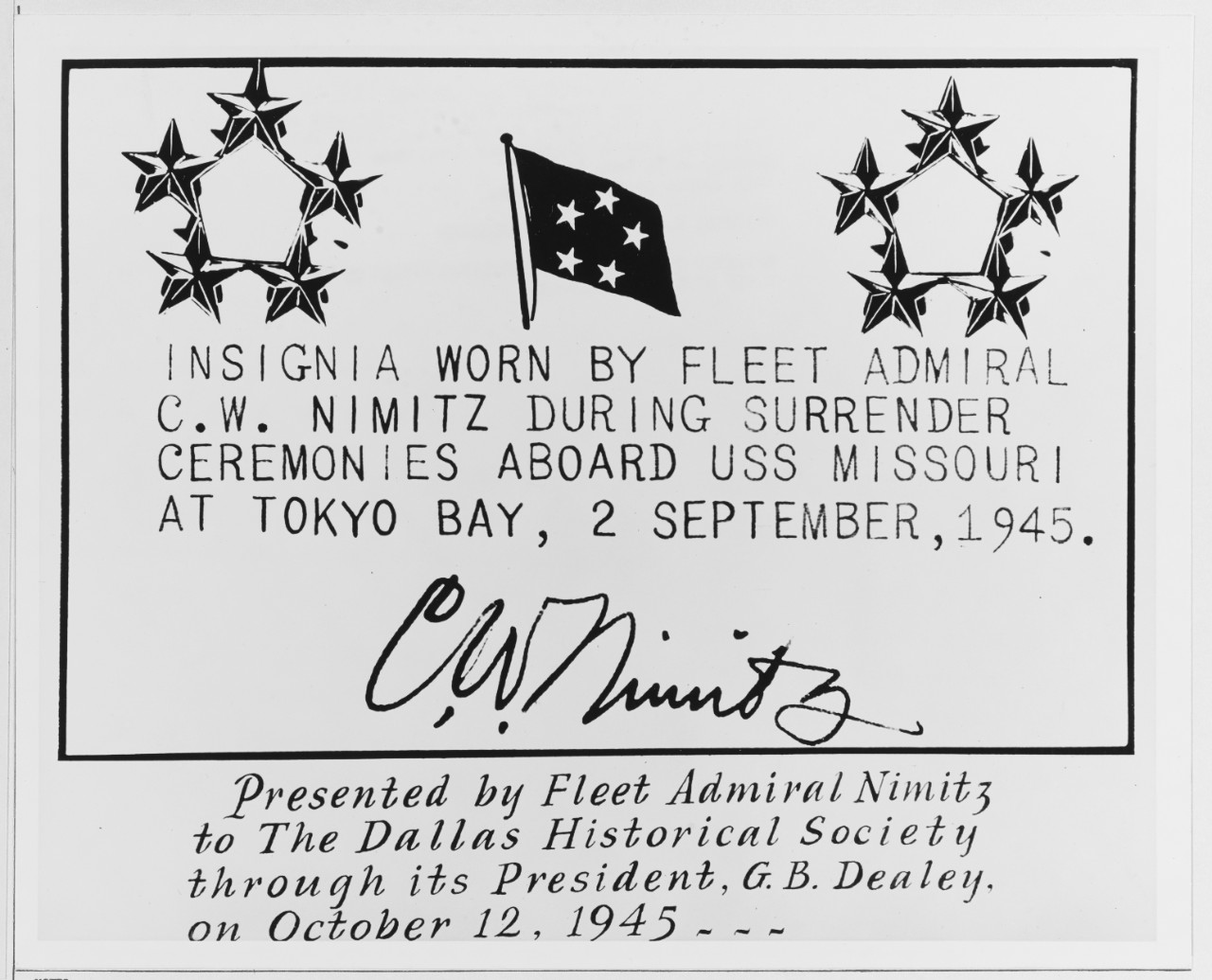 Photograph of Insignia Worn by Fleet Admiral Nimitz