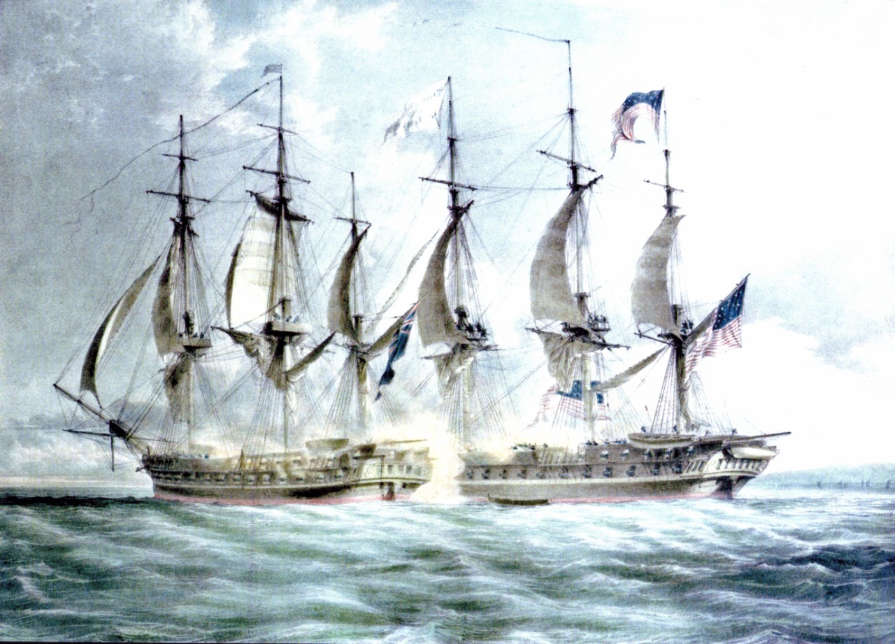 Photo #: NH 63177-KN Action between USS Chesapeake and HMS Shannon, 1 June 1813