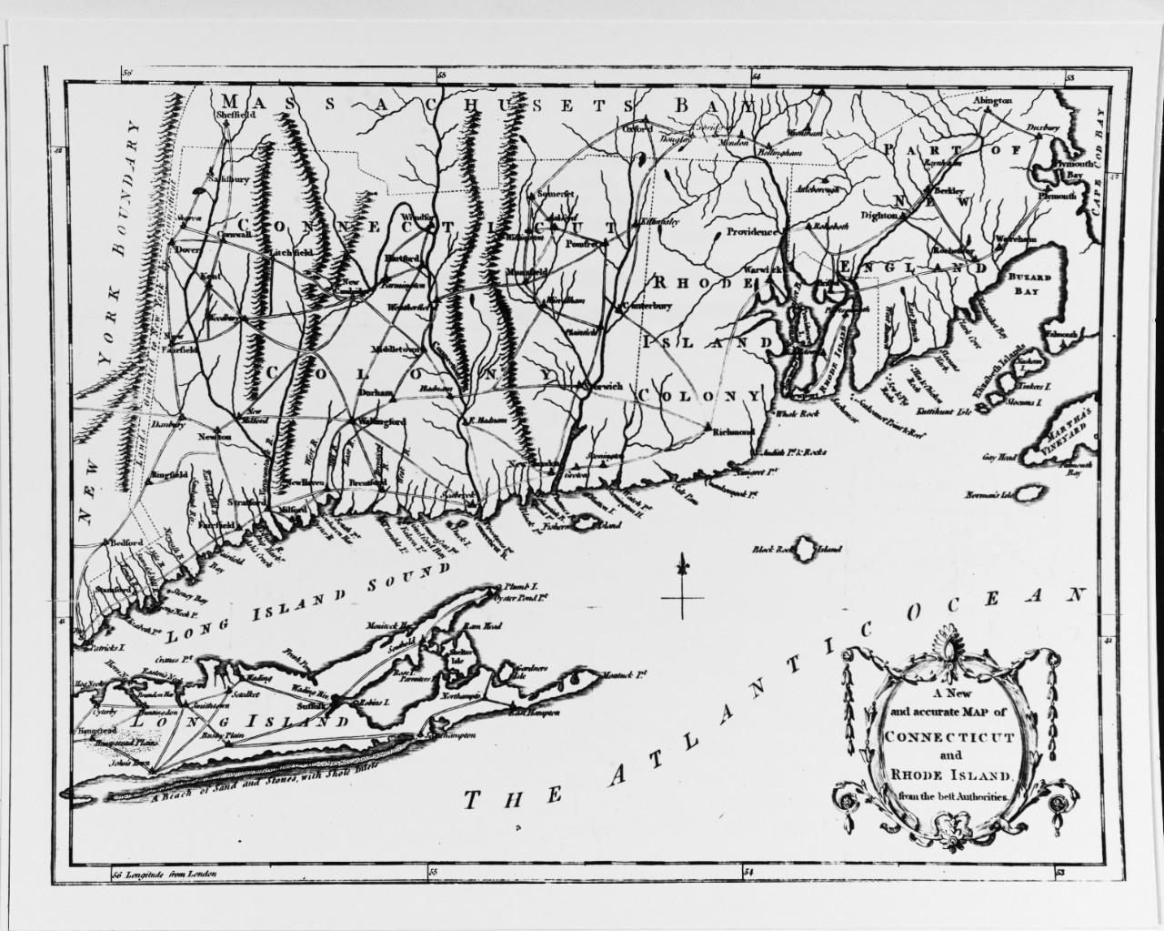Map:  Connecticut & Rhode Island, 1780