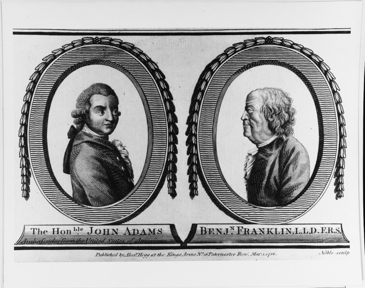 John Adams (1735-1826), American President.  Benjamin Franklin (1706-1790)