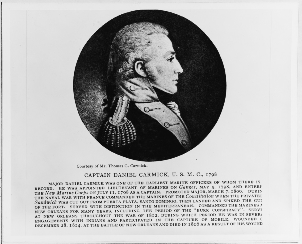 Captain Daniel Carmick, USMC, 1798