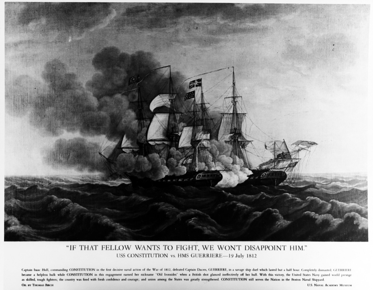 USS CONSTITUTION vs. HMS GUERRIERE, 19 July 1812
