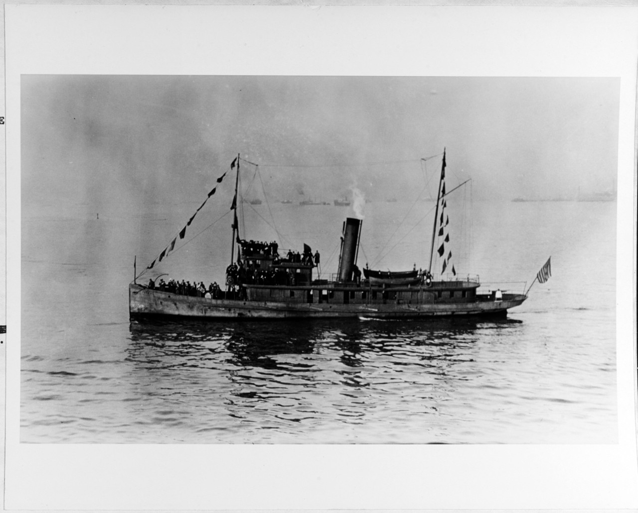 The steamer PATROL carrying the Mayor's committee of welcome in New York Harbor.