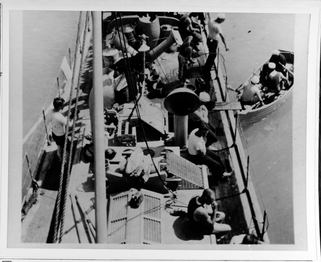 Deck scene aboard a U.S. Navy Submarine Chaser during World War I. 