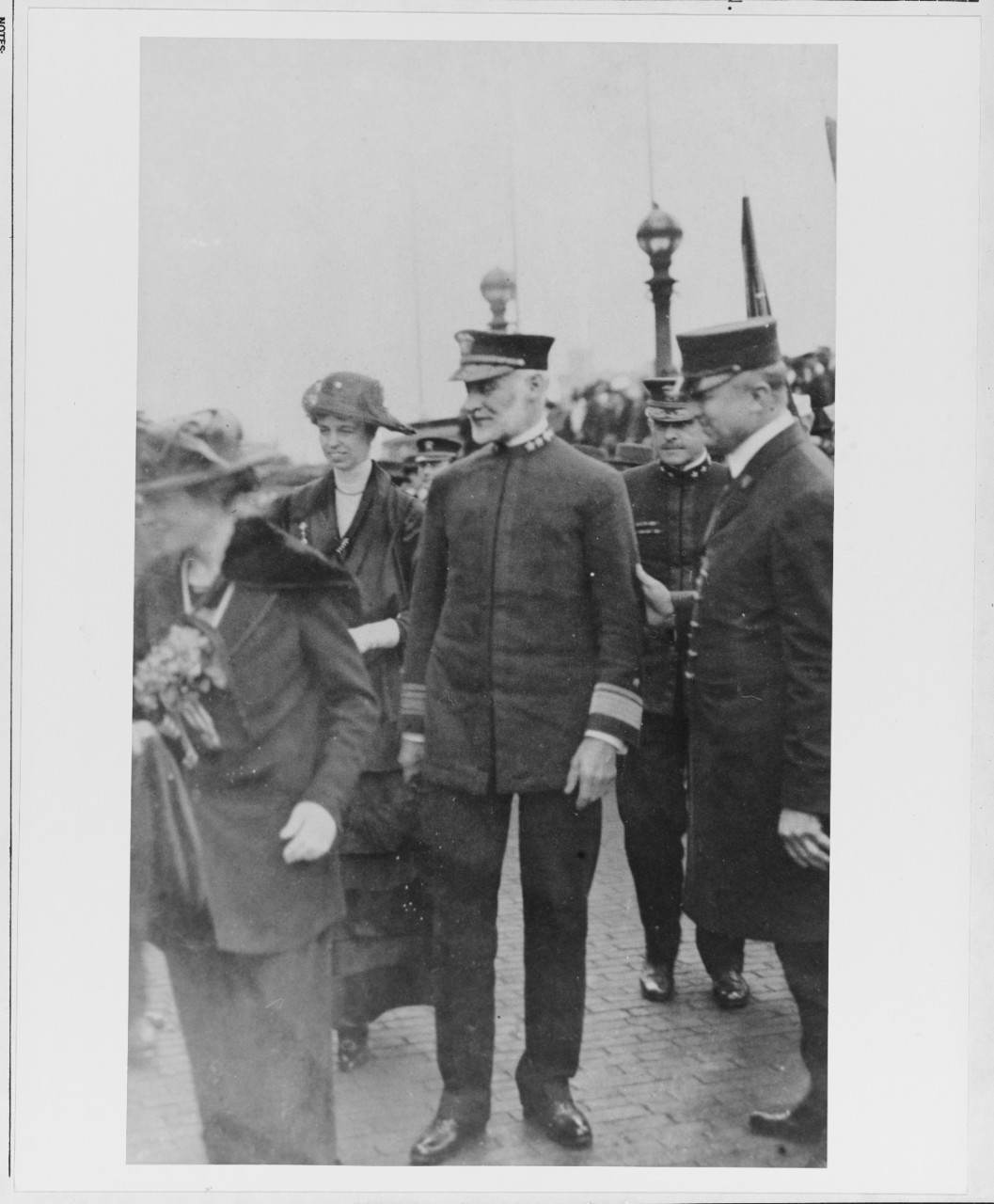 Mrs. Eleanor Roosevelt, Rear Admiral William S. Sims, USN, and Rear Admiral Victor Blue, USN