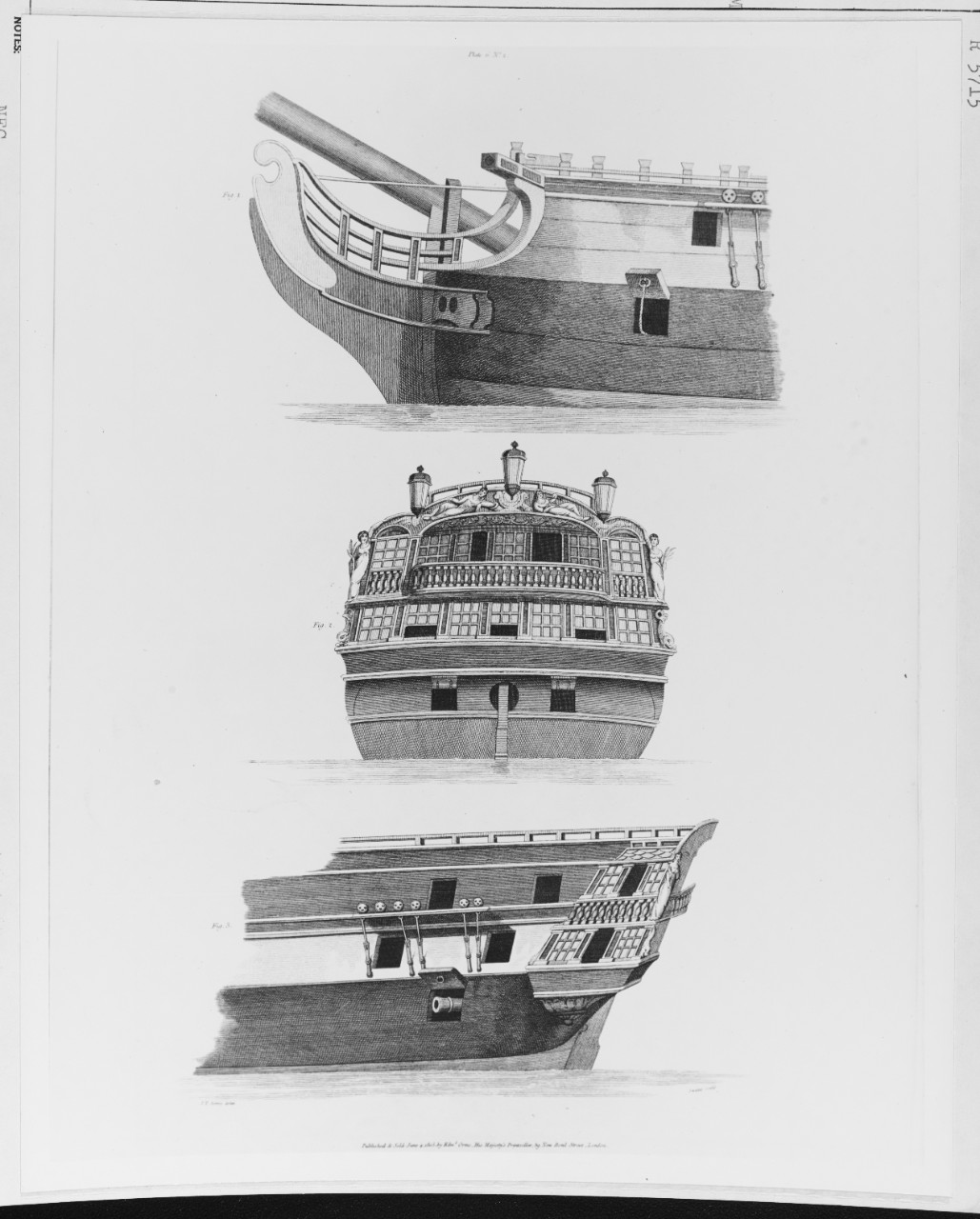 Head, Stern, and quarter of a 74 gun ship, about 1800