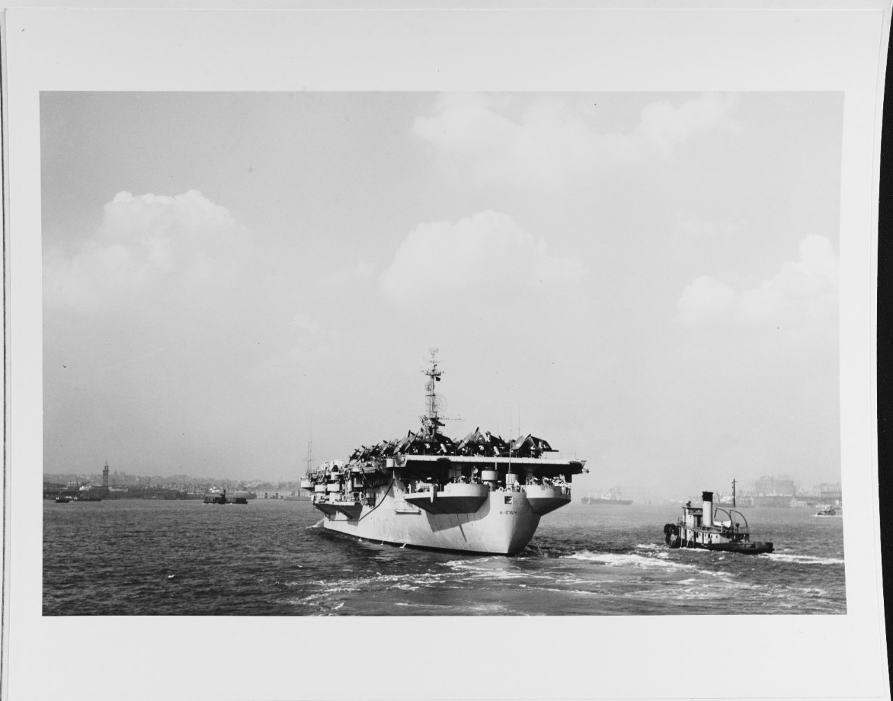 USS SICILY (CVE-118) at New York City, September 1947.