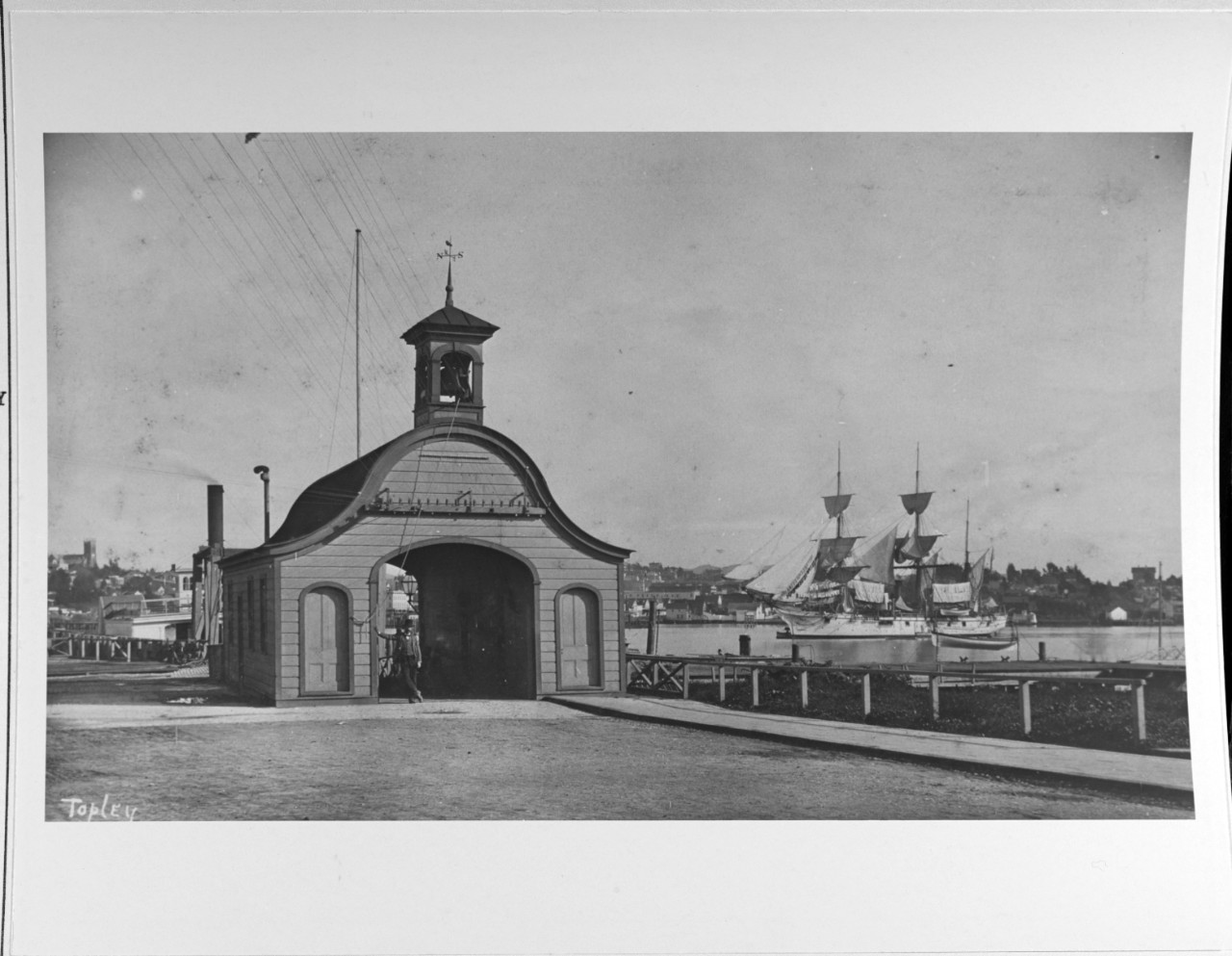 The old ferry house at Mare Island, California, about 1892.