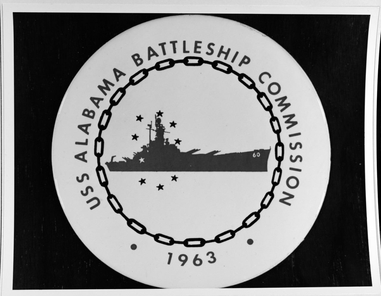 Insignia:  USS ALABAMA Battleship Commission, 1963.