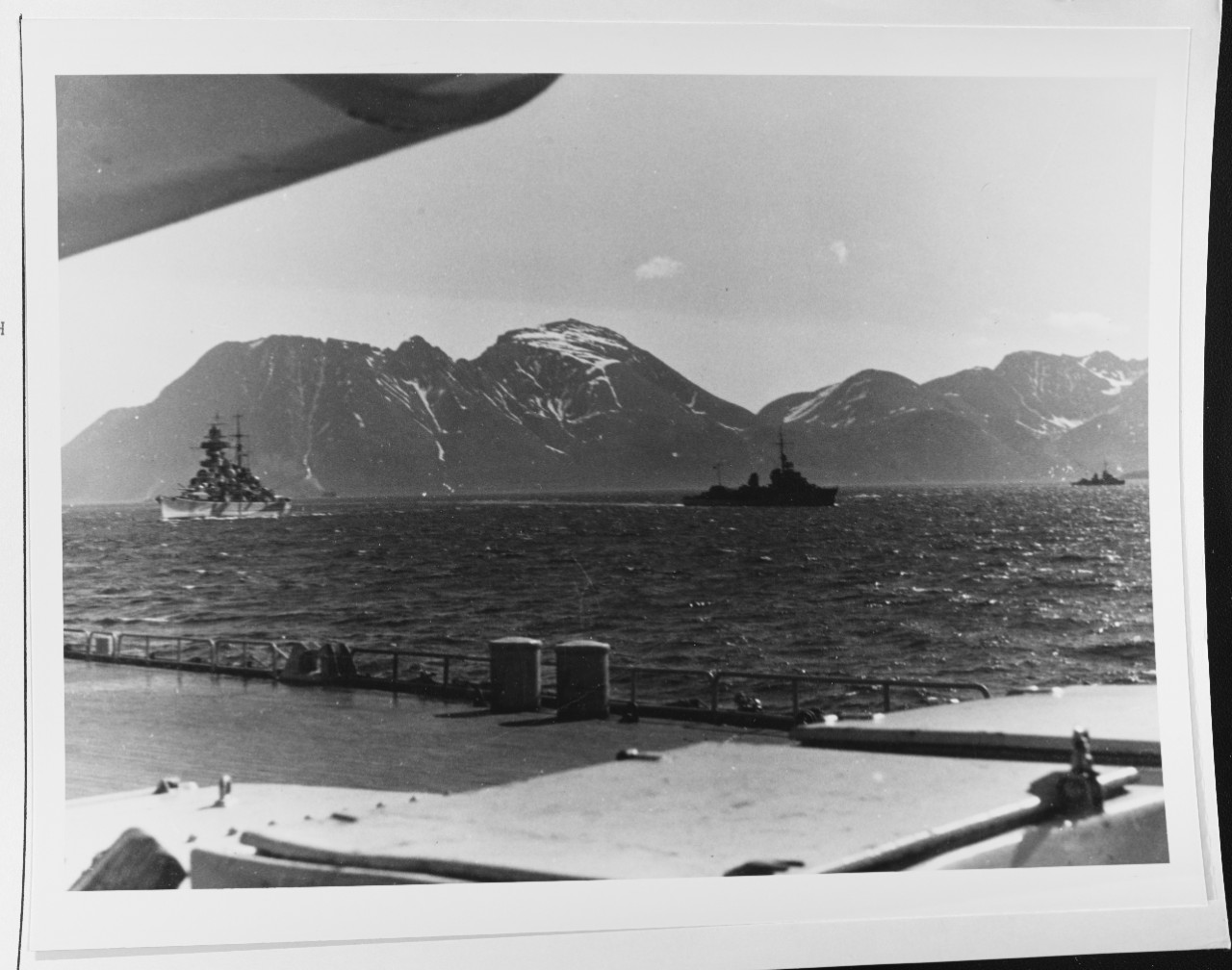 Photo #: NH 71393  German Warships sortie from a Norwegian fjord, circa 1942.