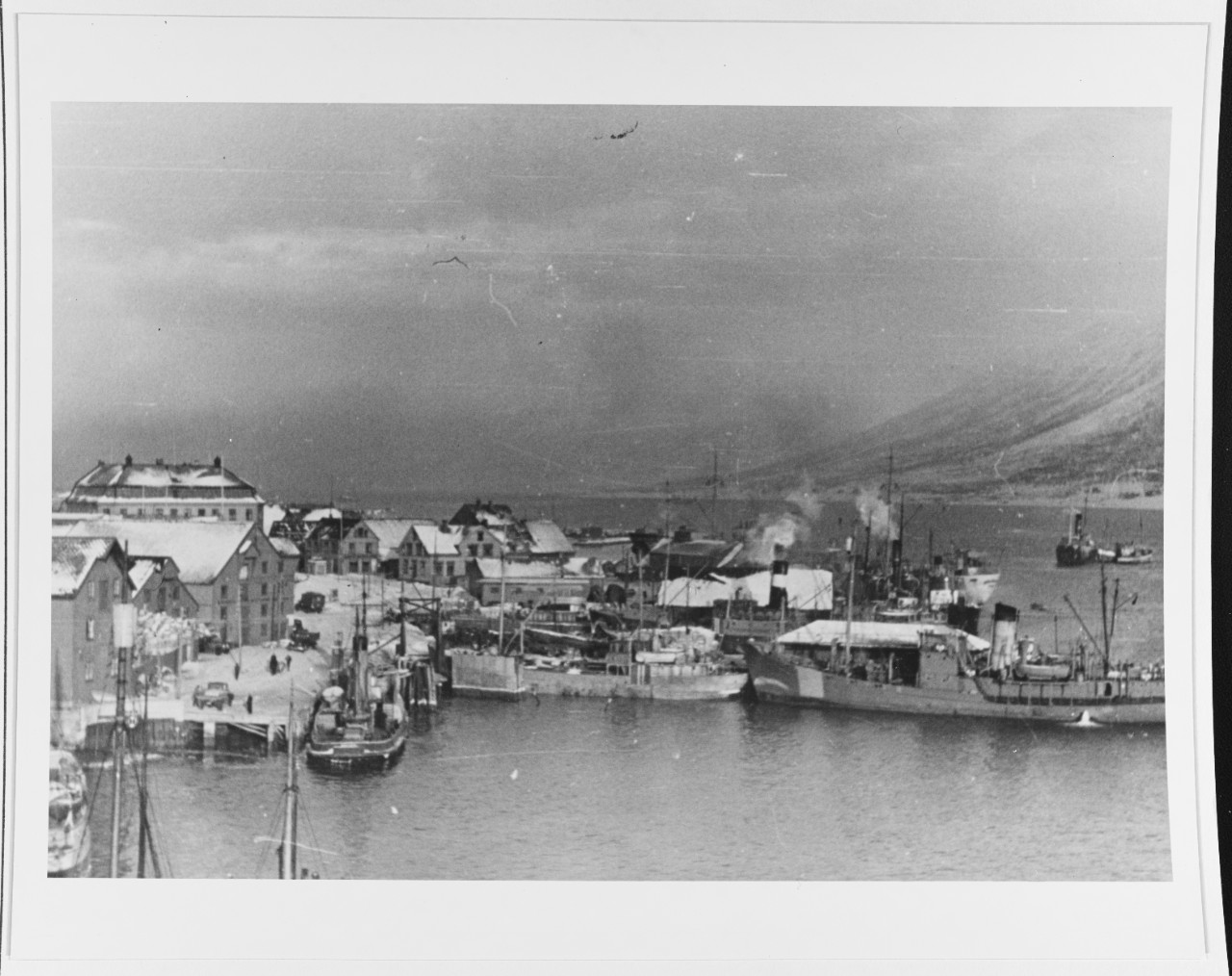 Winter View Of Tromso Harbor, Norway, During World War Ii.