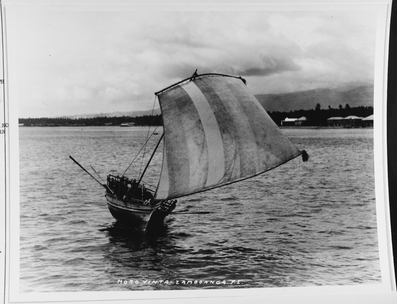 A moro sailing craft at Zamboanga on the Island of Mindanao in the Philippines, 1937.