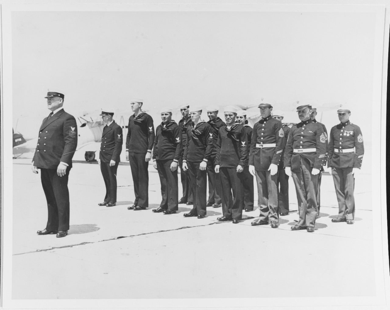 The regular navy station keepers at the Naval Reserve Air Base at Floyd Bennett Field, New York.