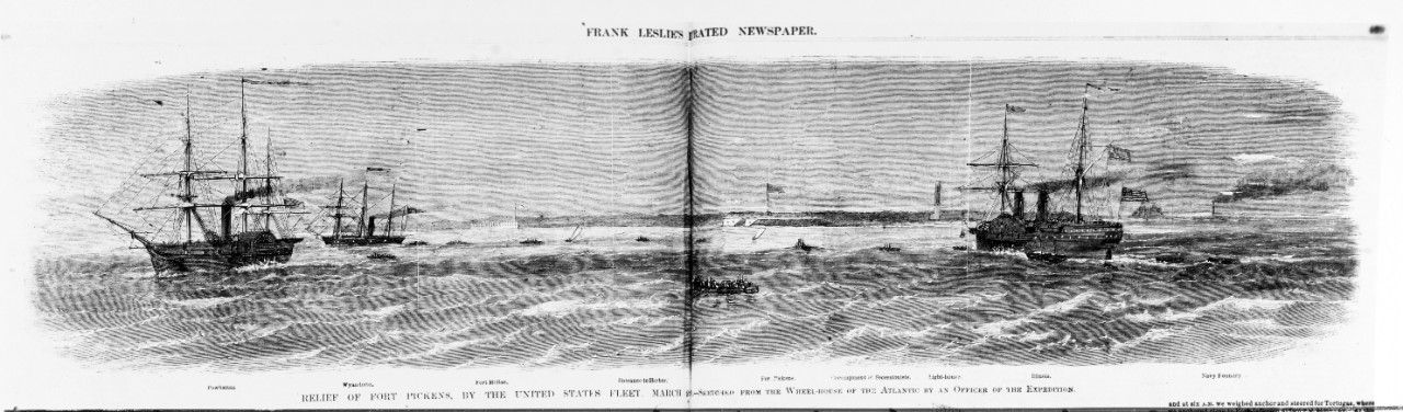 Photo #: NH 73732  &quot;Relief of Fort Pickens, by the United States Fleet. March 2... -- Sketched from the Wheel-house of the Atlantic by an Officer of the Expedition&quot;
