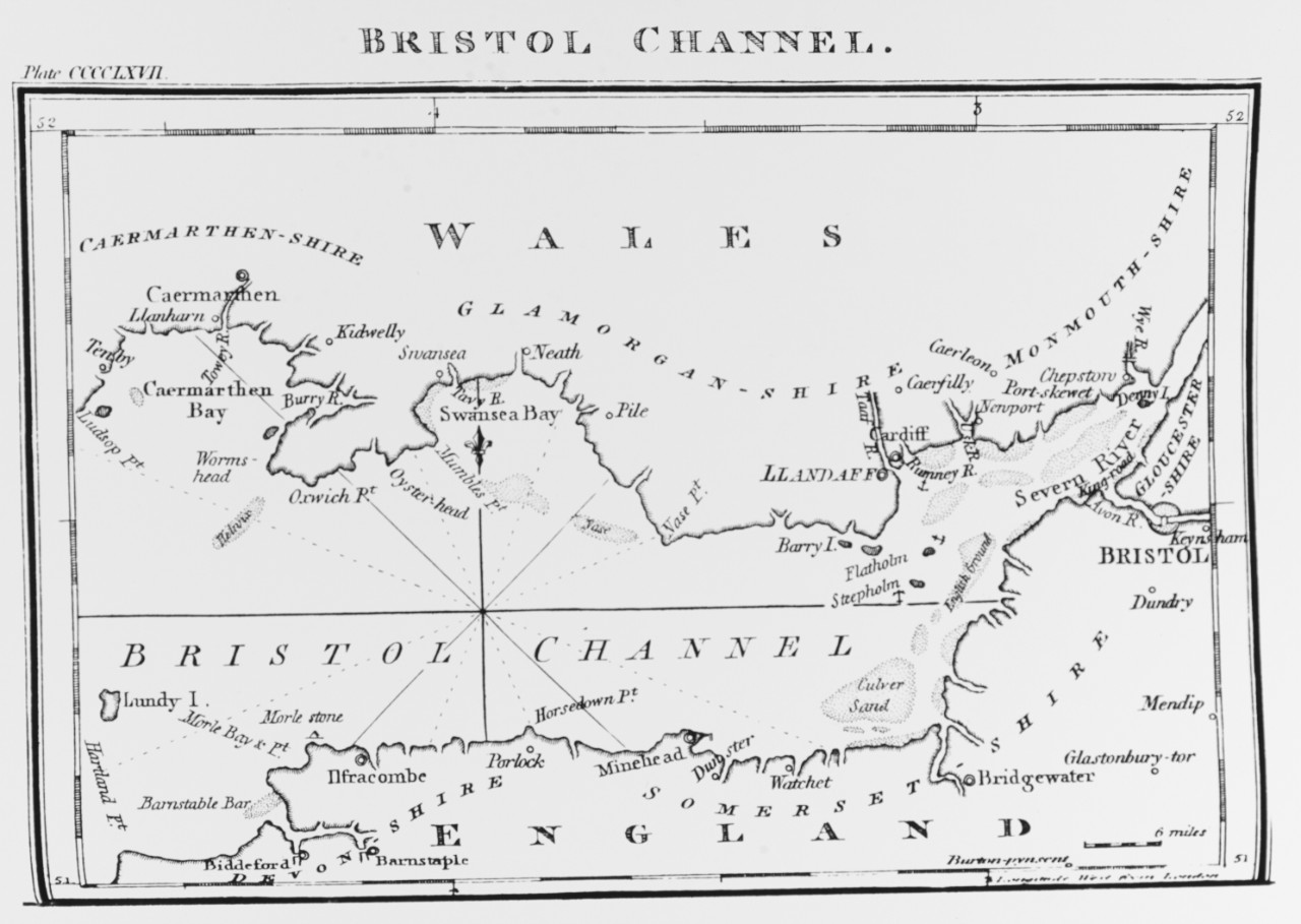 Map of Bristol Channel, England