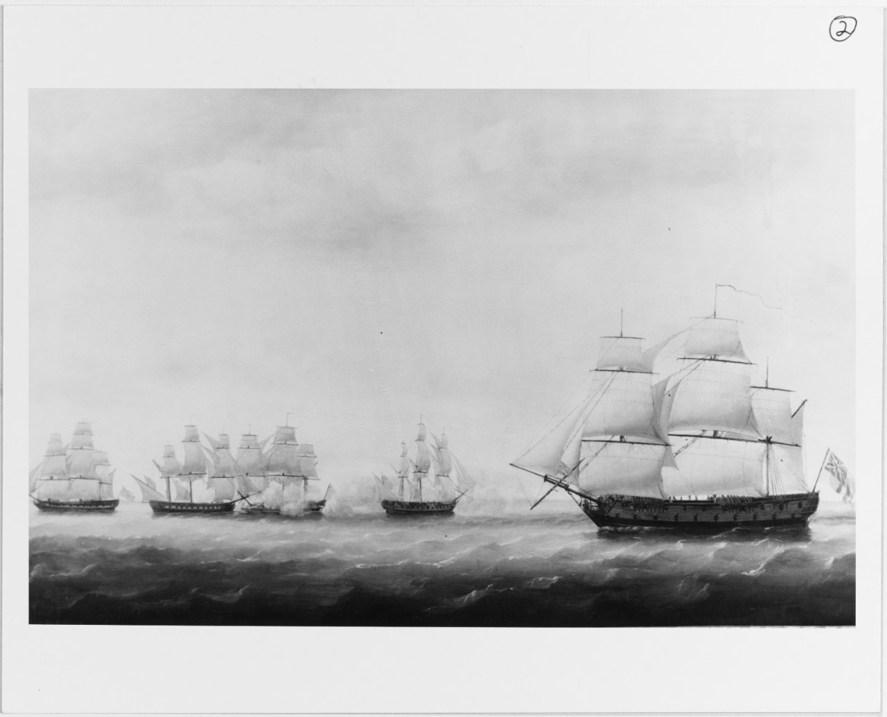 USS BOSTON and HANCOCK vs. HMS FLORA and RAINBOW, 7 July 1777.