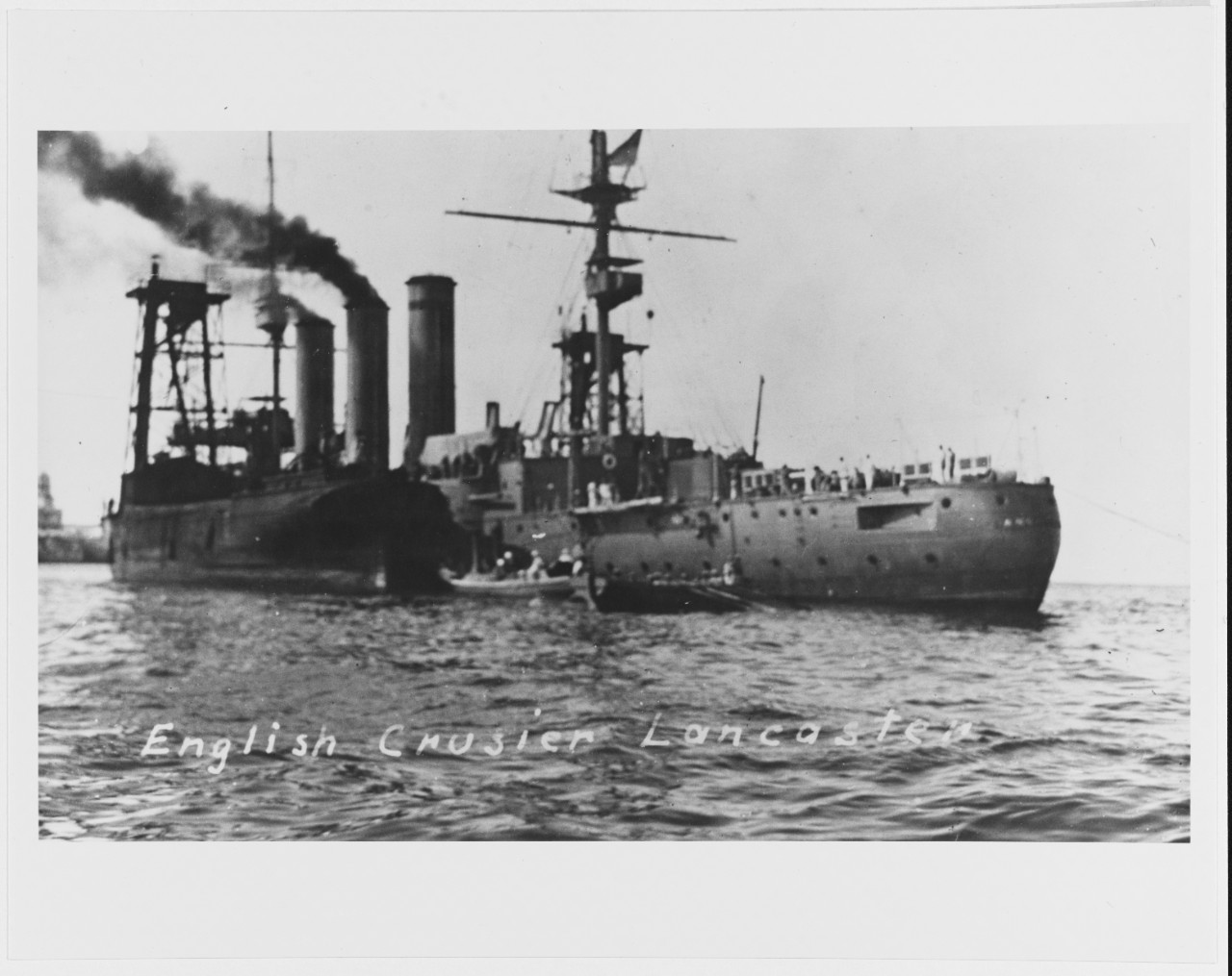 HMS LANCASTER (British Cruiser, 1902) coaling, Vera Cruz, Mexico