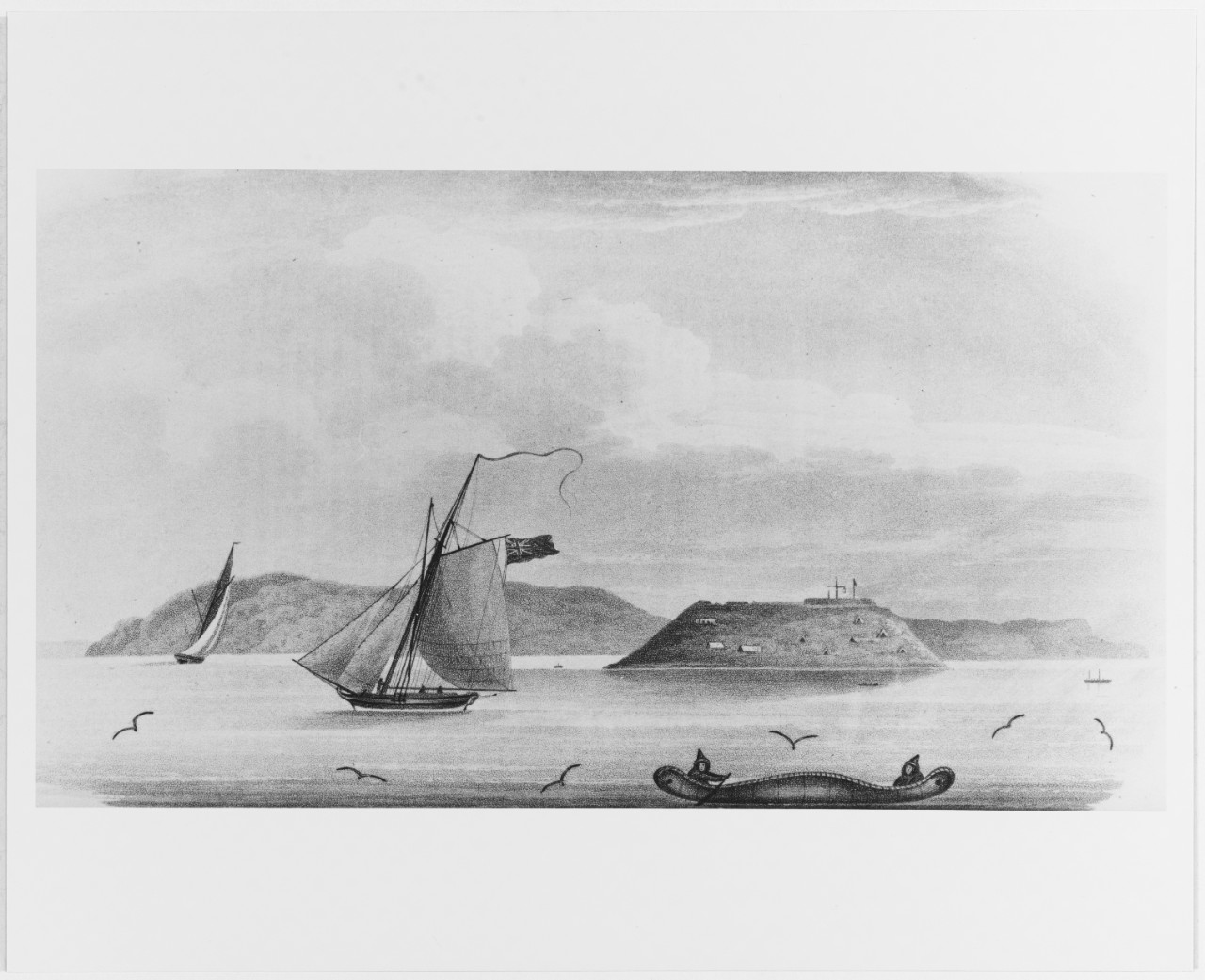Engraving of Fortified Islet of St. George, at the Entrance of Halifax Harbor, Nova Scotia, 1818