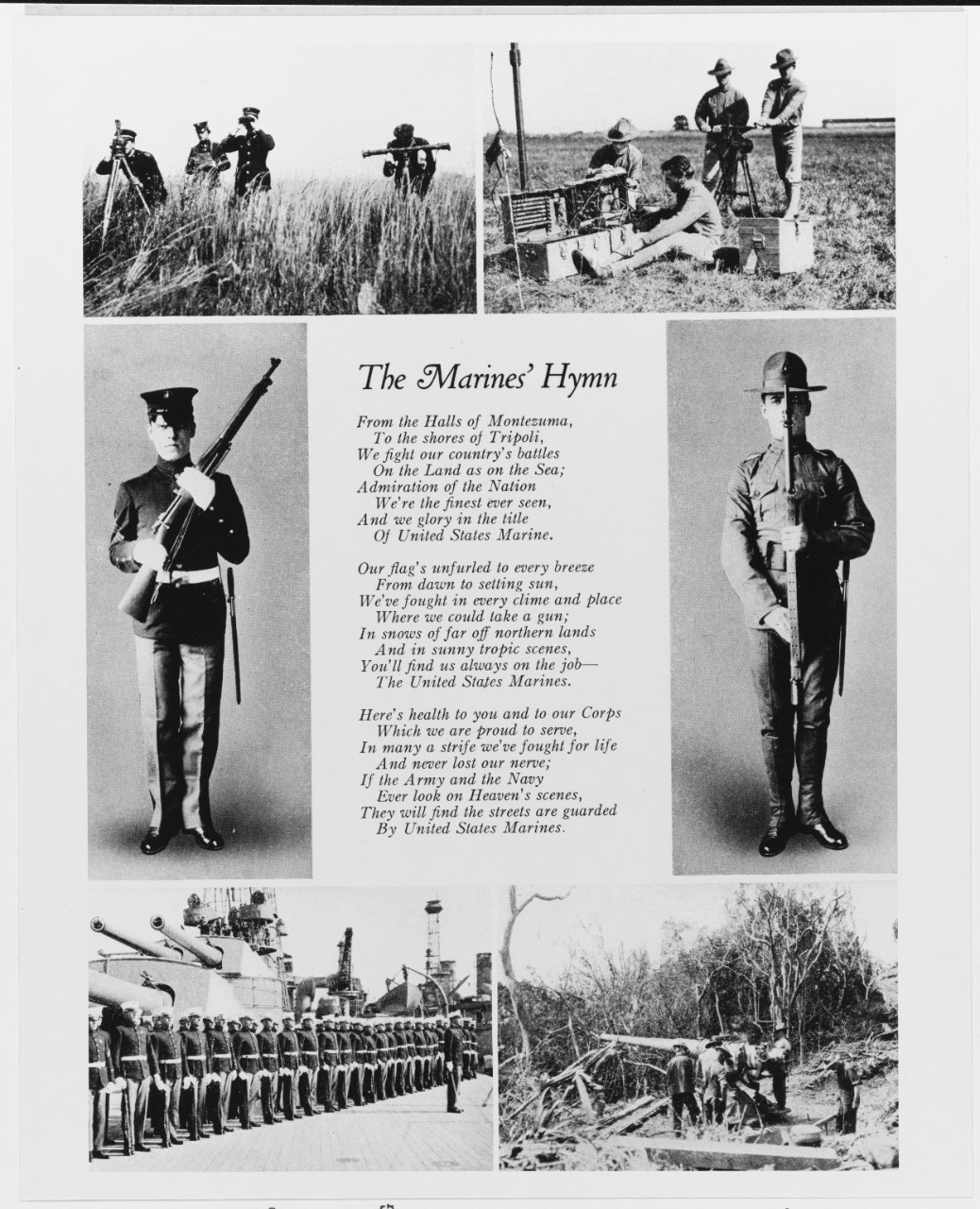 The Marines' Hymn. May 1917. Photo montage depicting Marines at work.