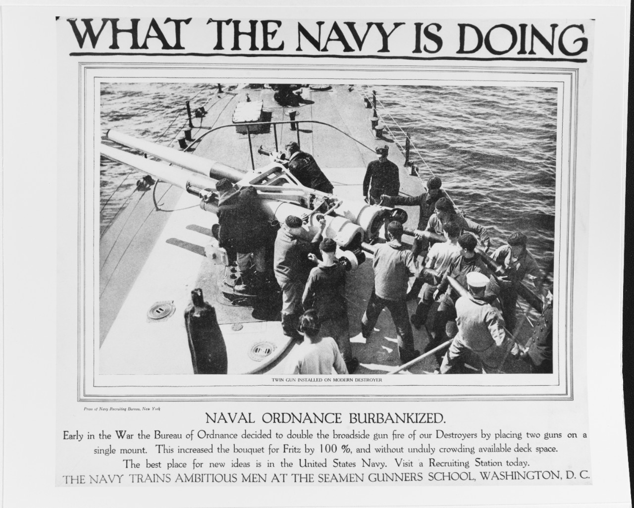 Recruiting Poster: What the Navy is Doing: Naval Ordnance Burbankized