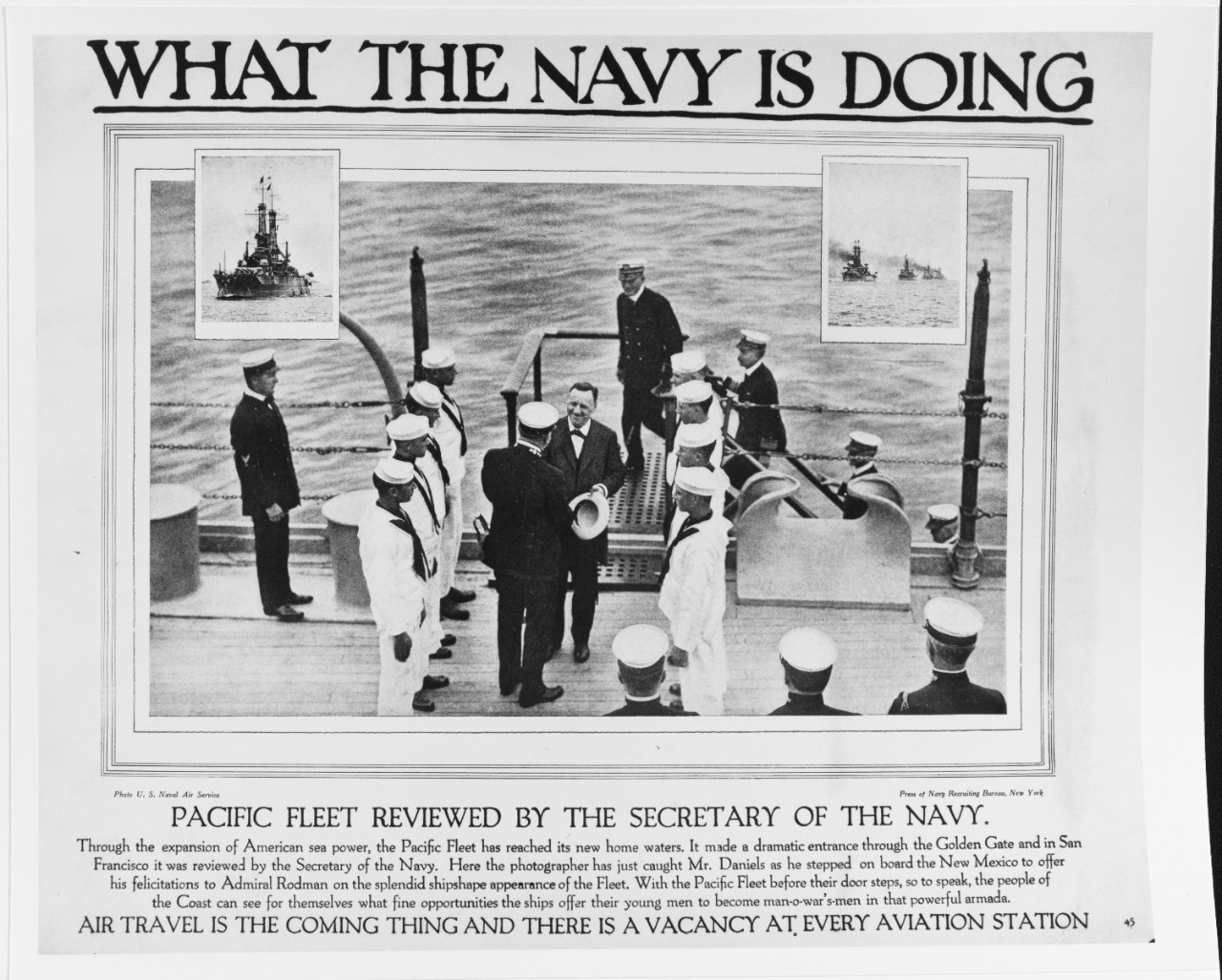 Recruiting Poster: What the Navy is Doing: Pacific Fleet Reviewed by the Secretary of the Navy