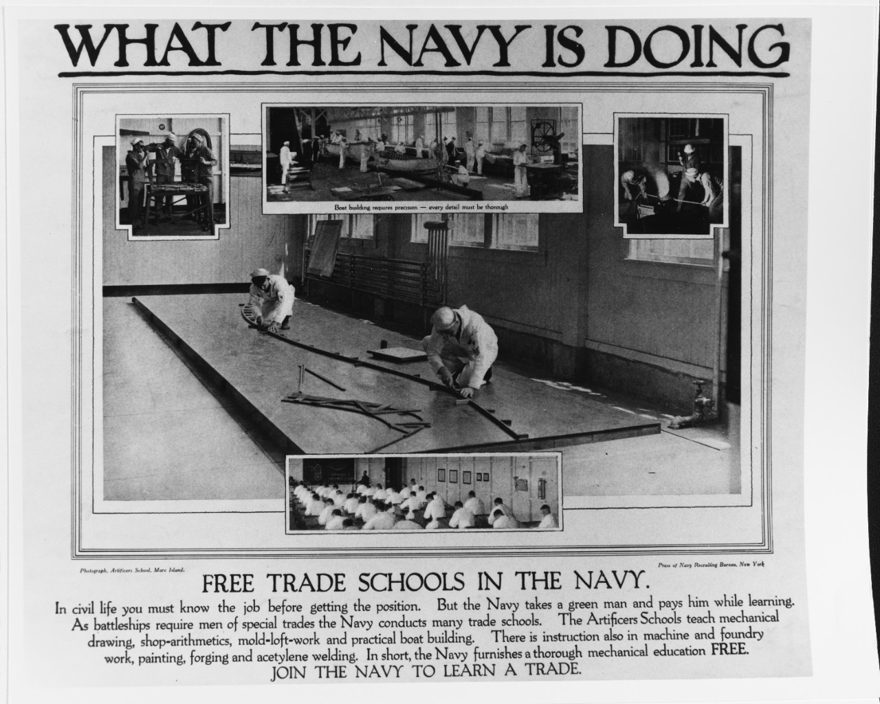Recruiting Posters: What the Navy is Doing: Free Trade Schools in the Navy
