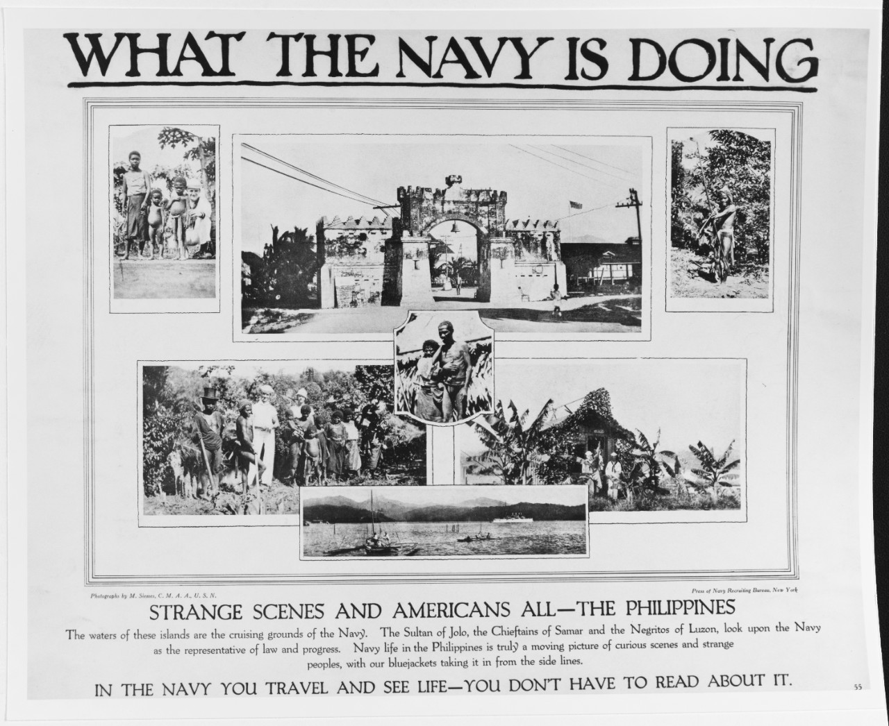 Recruiting Poster: What the Navy is Doing: Strange Scenes and Americans All-the Philippines
