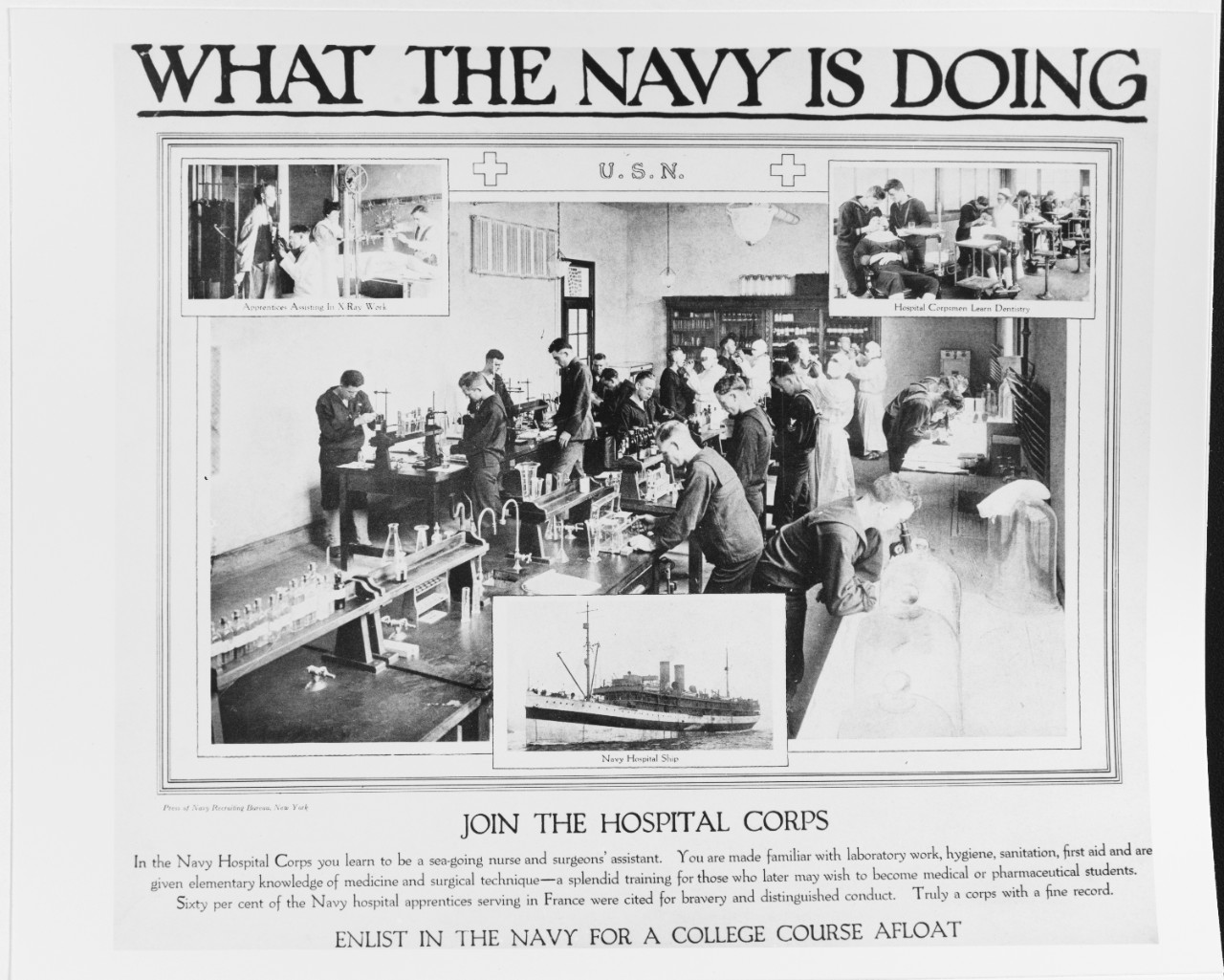 Recruiting Poster: What the Navy is Doing: Join the Hospital Corps