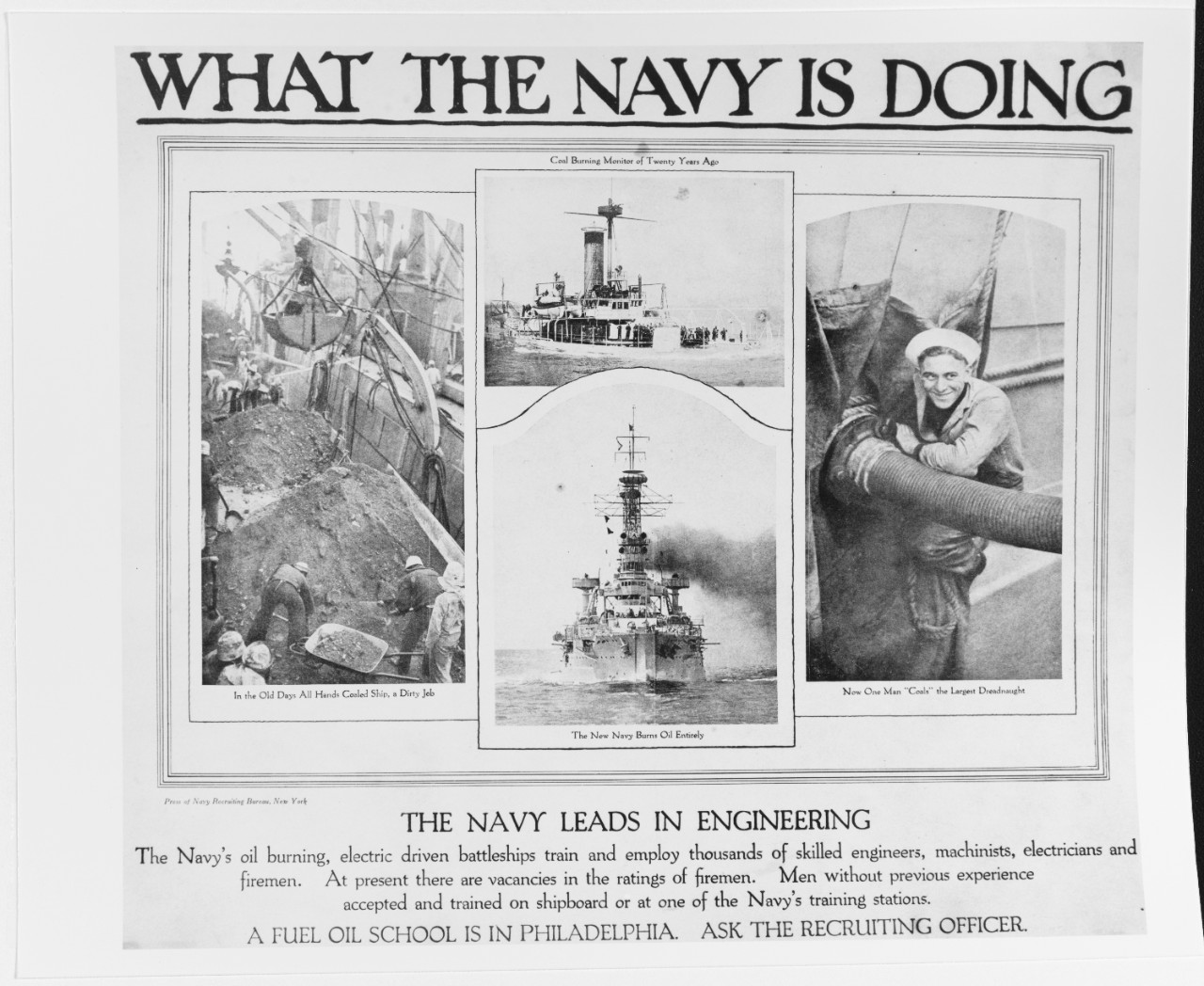 Recruiting Poster: What the Navy is Doing: the Navy Leads in Engineering