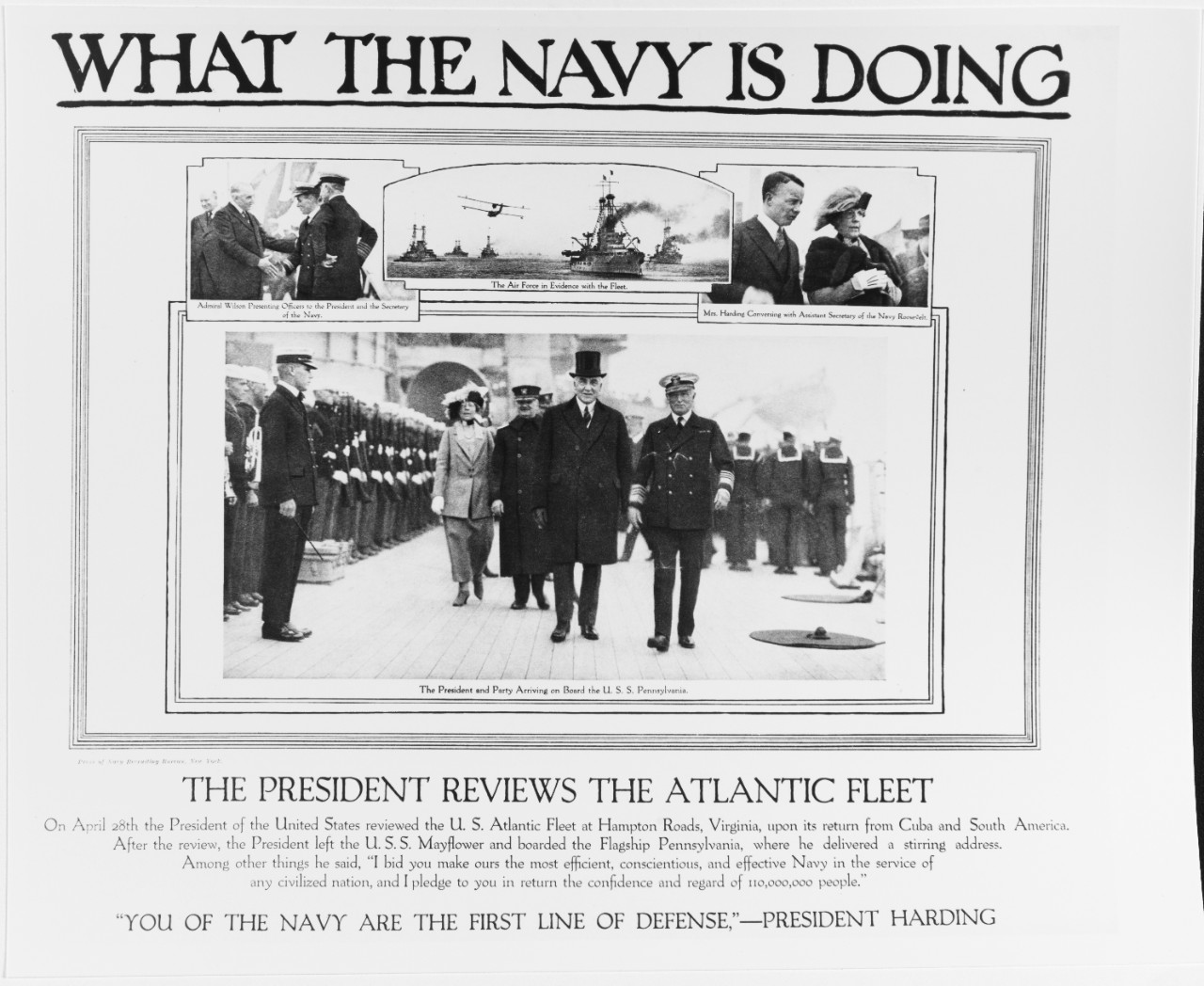 Recruiting Poster: What the Navy is Doing: the President Reviews the Atlantic Fleet, April 1921