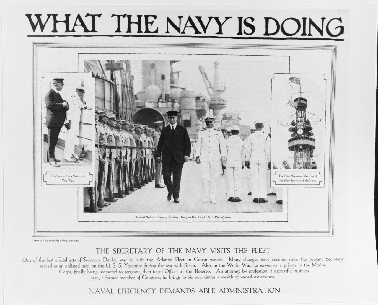 Recruiting Poster: What the Navy is Doing: the Secretary of the Navy Visits the Fleet