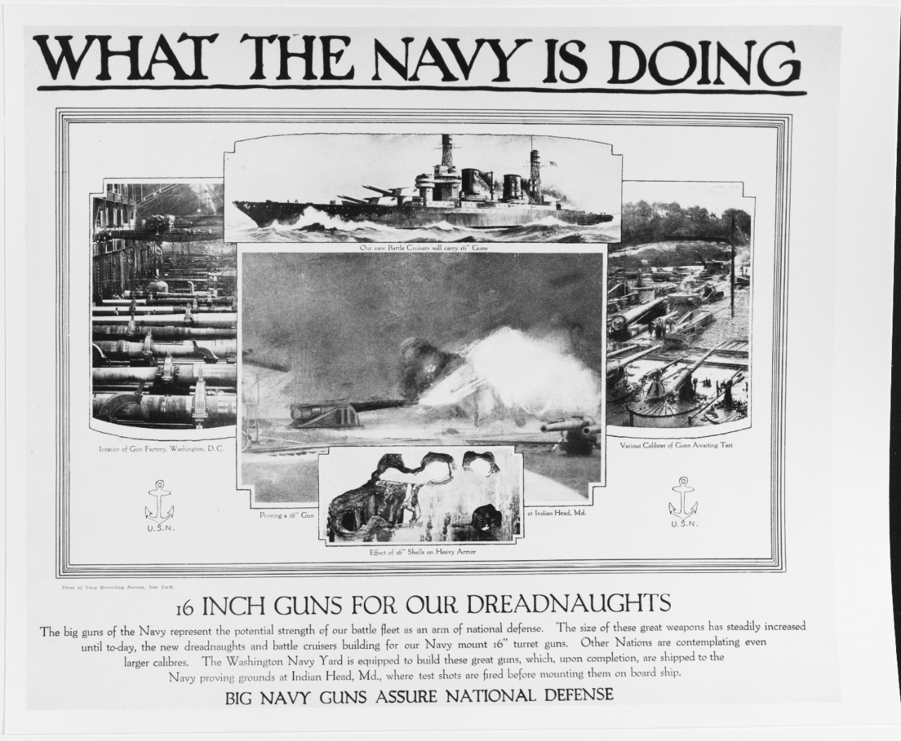 Recruiting Poster: What the Navy is Doing: 16" Guns for our Dreadnaughts