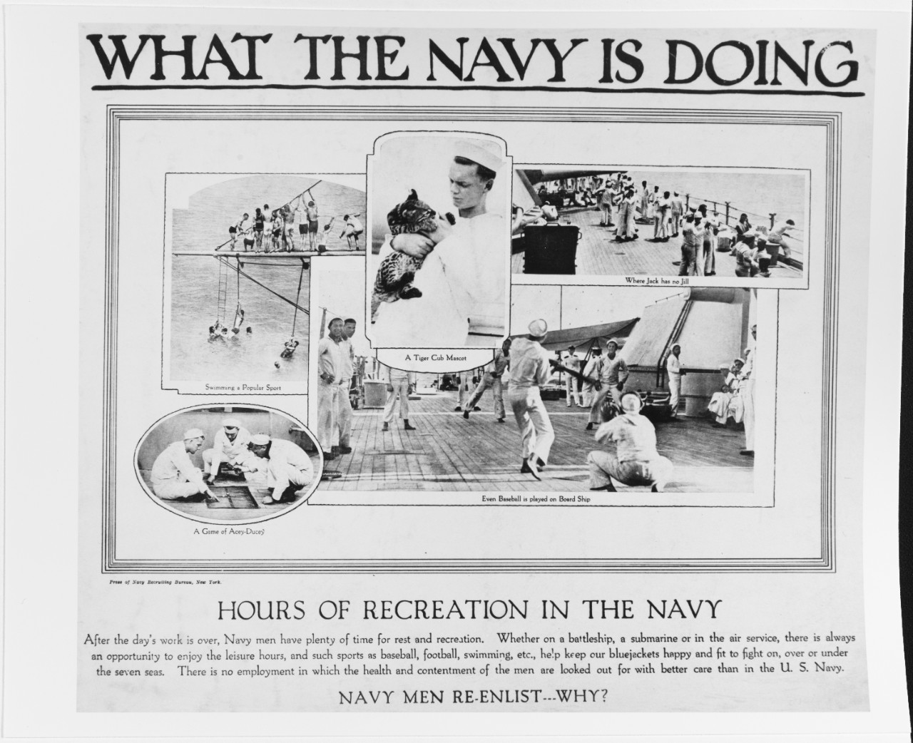 Recruiting Poster: What the Navy is Doing: Hours of Recreation in the Navy