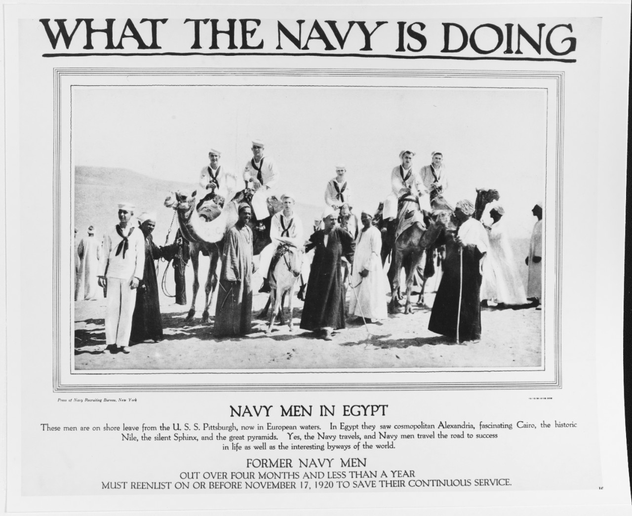 Recruiting Poster: What the Navy is Doing: Navy Men in Egypt