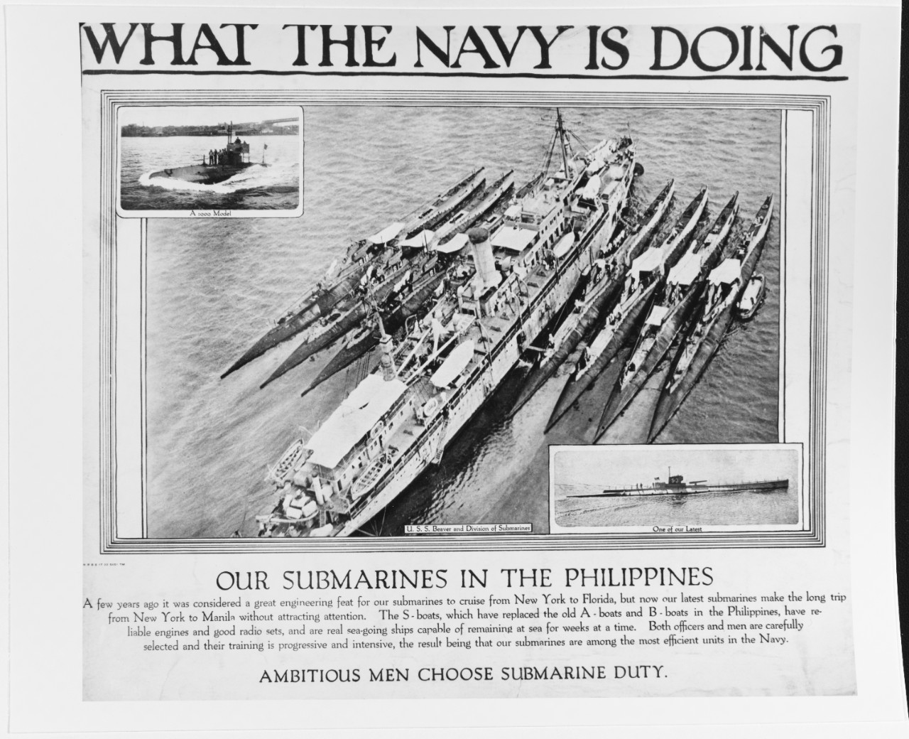 Recruiting Poster: What the Navy is Doing: our Submarines in the Philippines