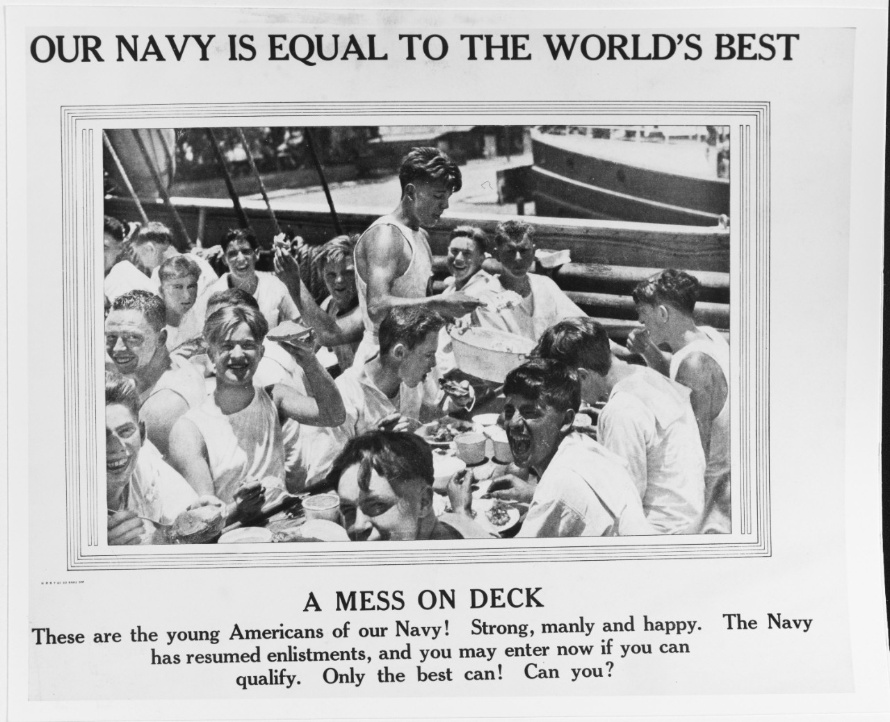 Recruiting Poster: Our Navy is Equal to the World's Best: A Mess on Deck