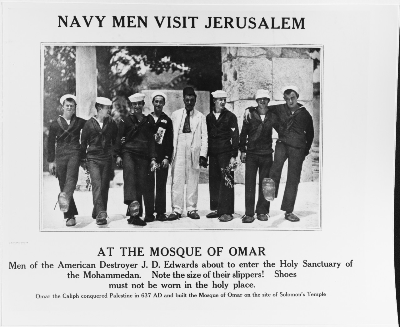 Recruiting Poster: Navy men Visit Jerusalem at the Mosque of Omar