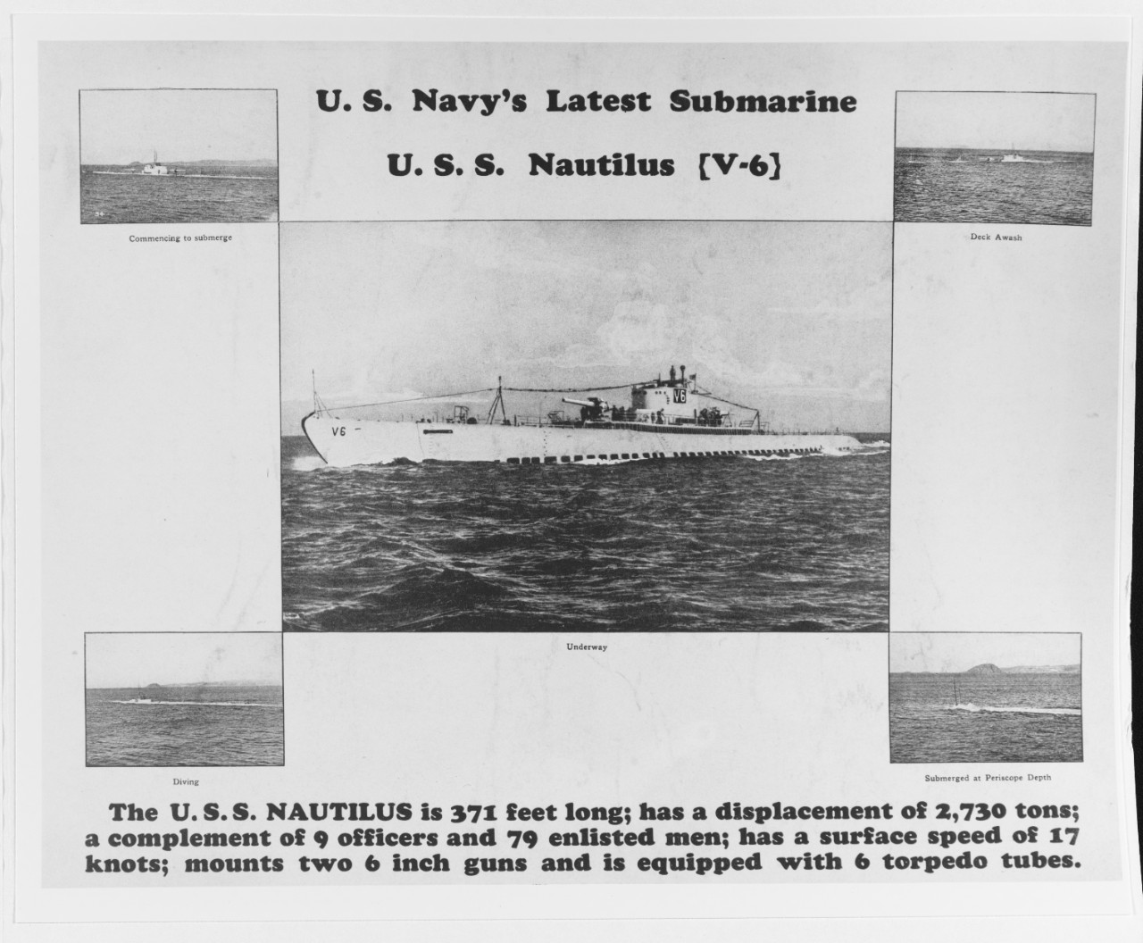 Recruiting poster:  U.S. Navy's latest submarine, USS NAUTILUS (V-6)