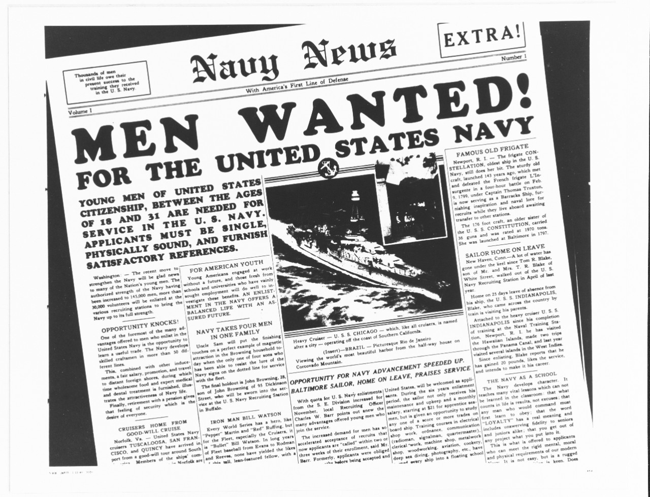 Navy poster, "Navy News:  Men Wanted!"