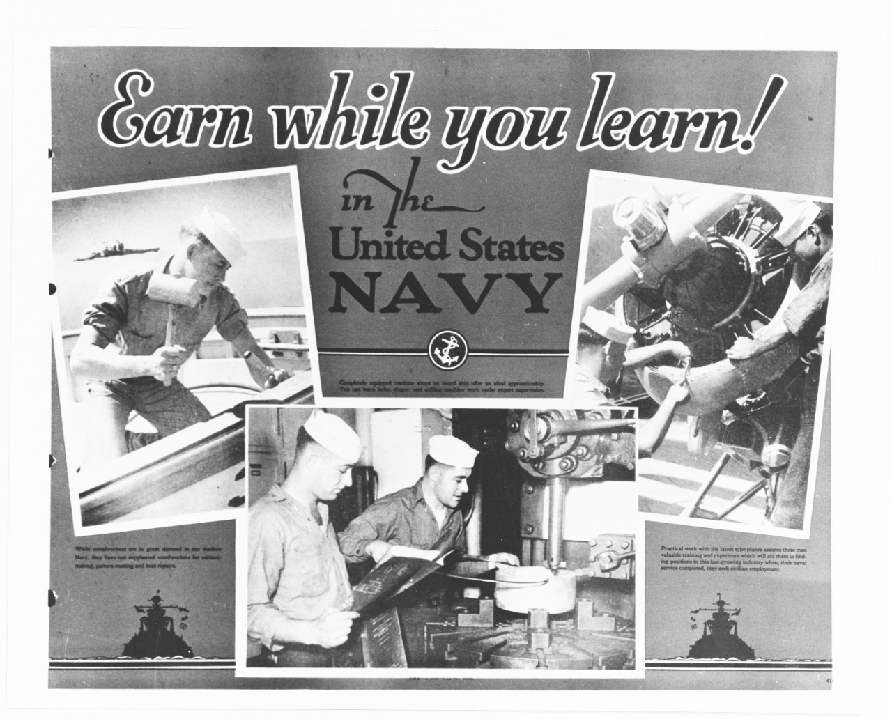 Navy poster, "Earn while you learn!"