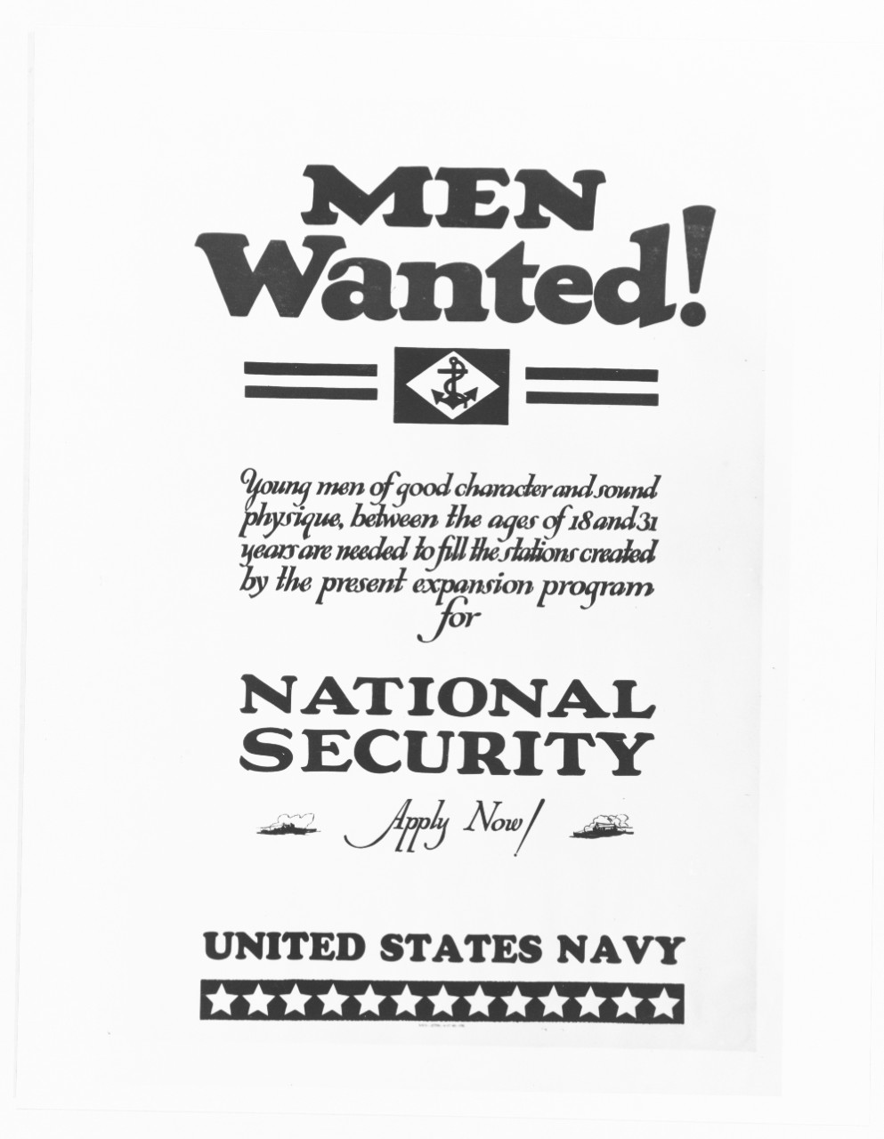 Navy poster, "Men Wanted!"