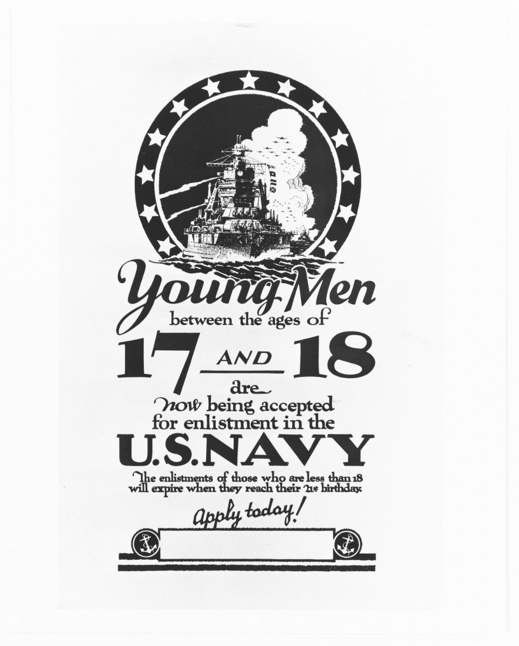 Navy poster, "Young Men"