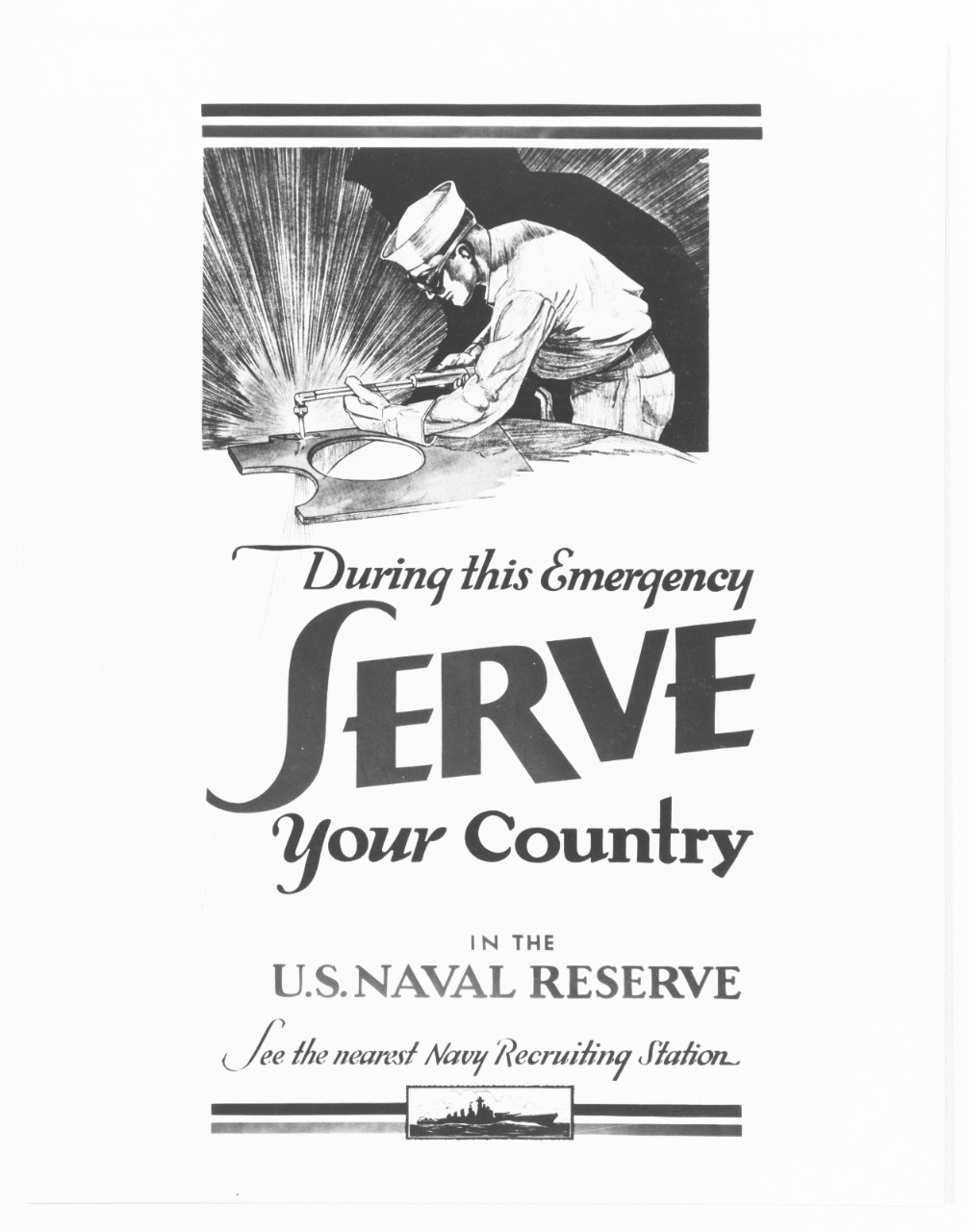 Navy poster, "During this emergency, Serve your Country"