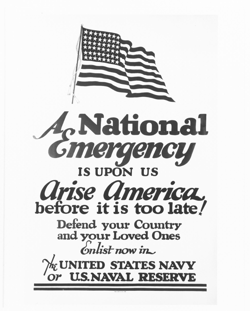 Navy poster, "A National Emergency"