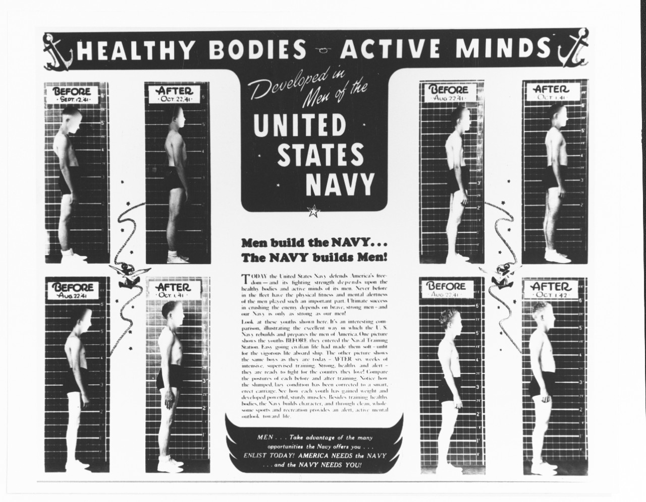 Navy poster, "Healthy bodies, active minds"
