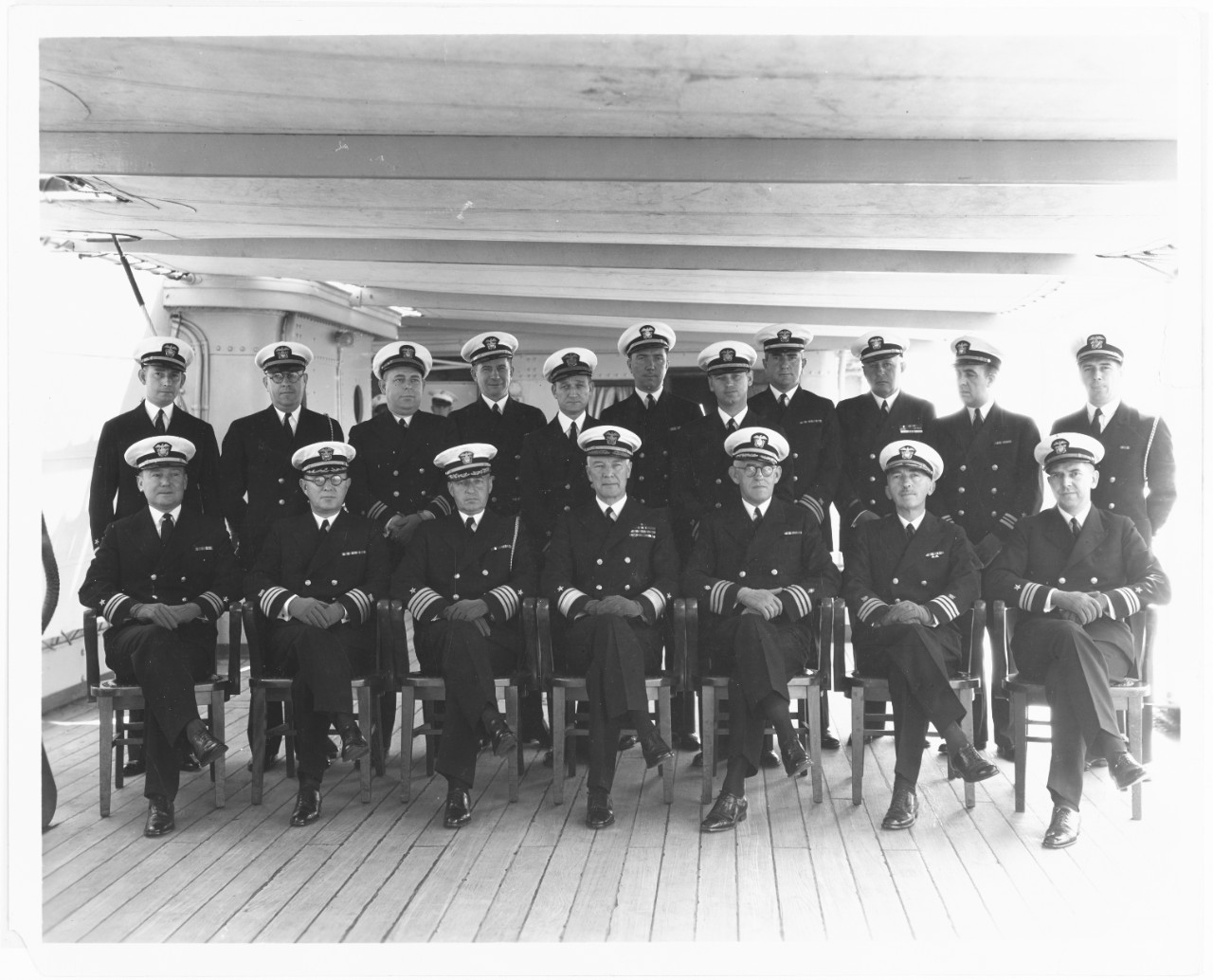 Commander Base Force Staff on board USS ARGONNE (AS-10), circa 1935.
