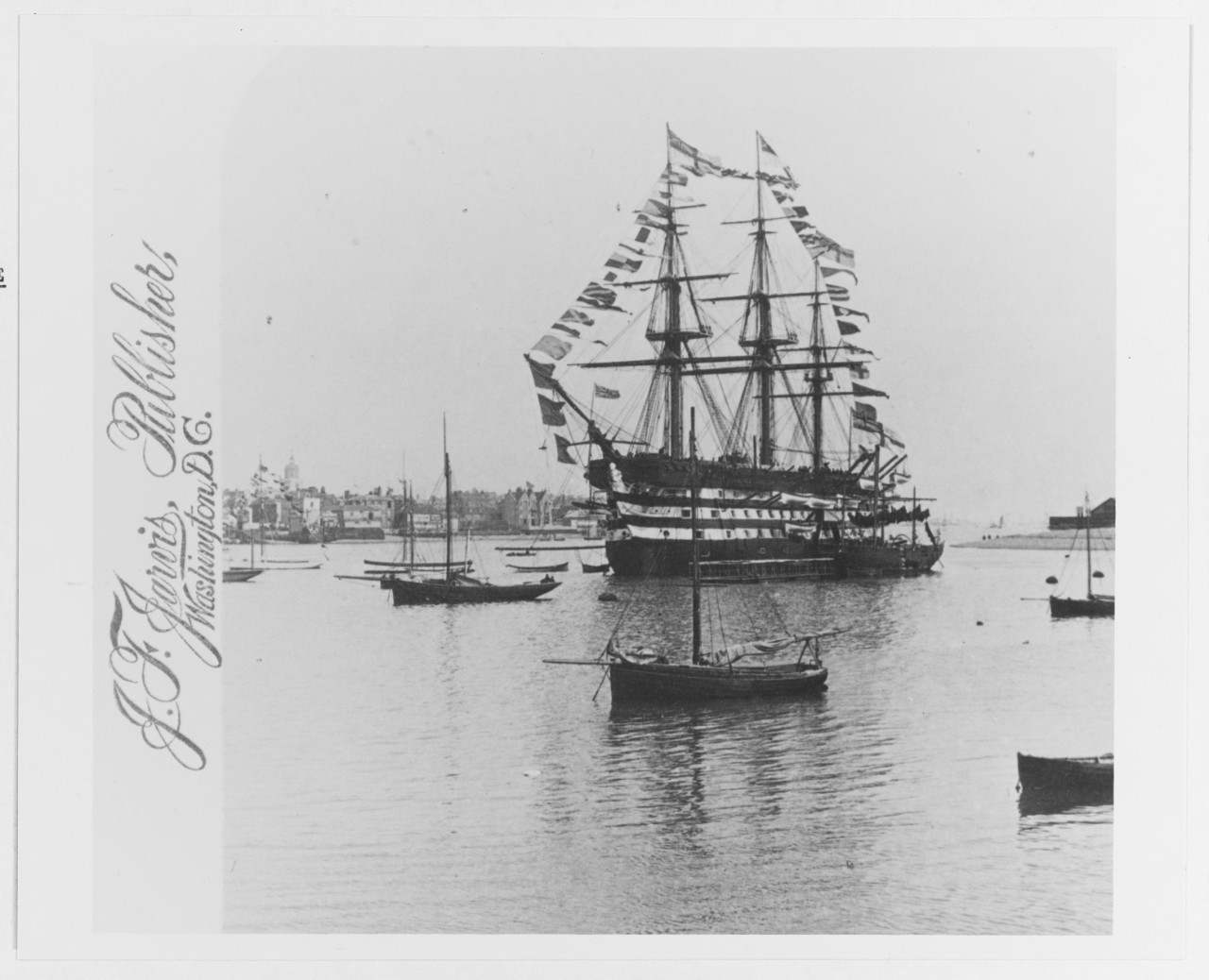 British three-deck ship-of-the-line, single frame of stereo photo