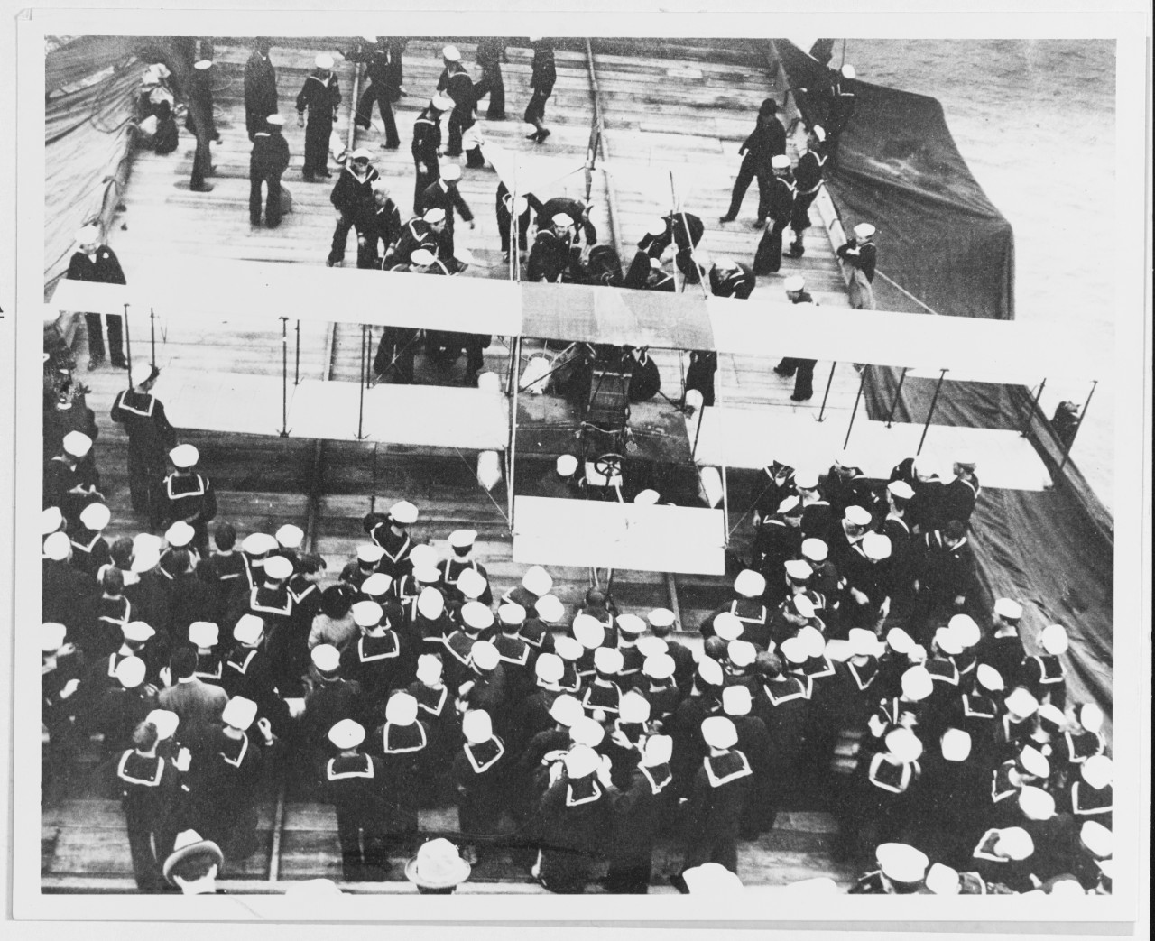 Photo #: NH 77503  First airplane landing on a warship, 18 January 1911